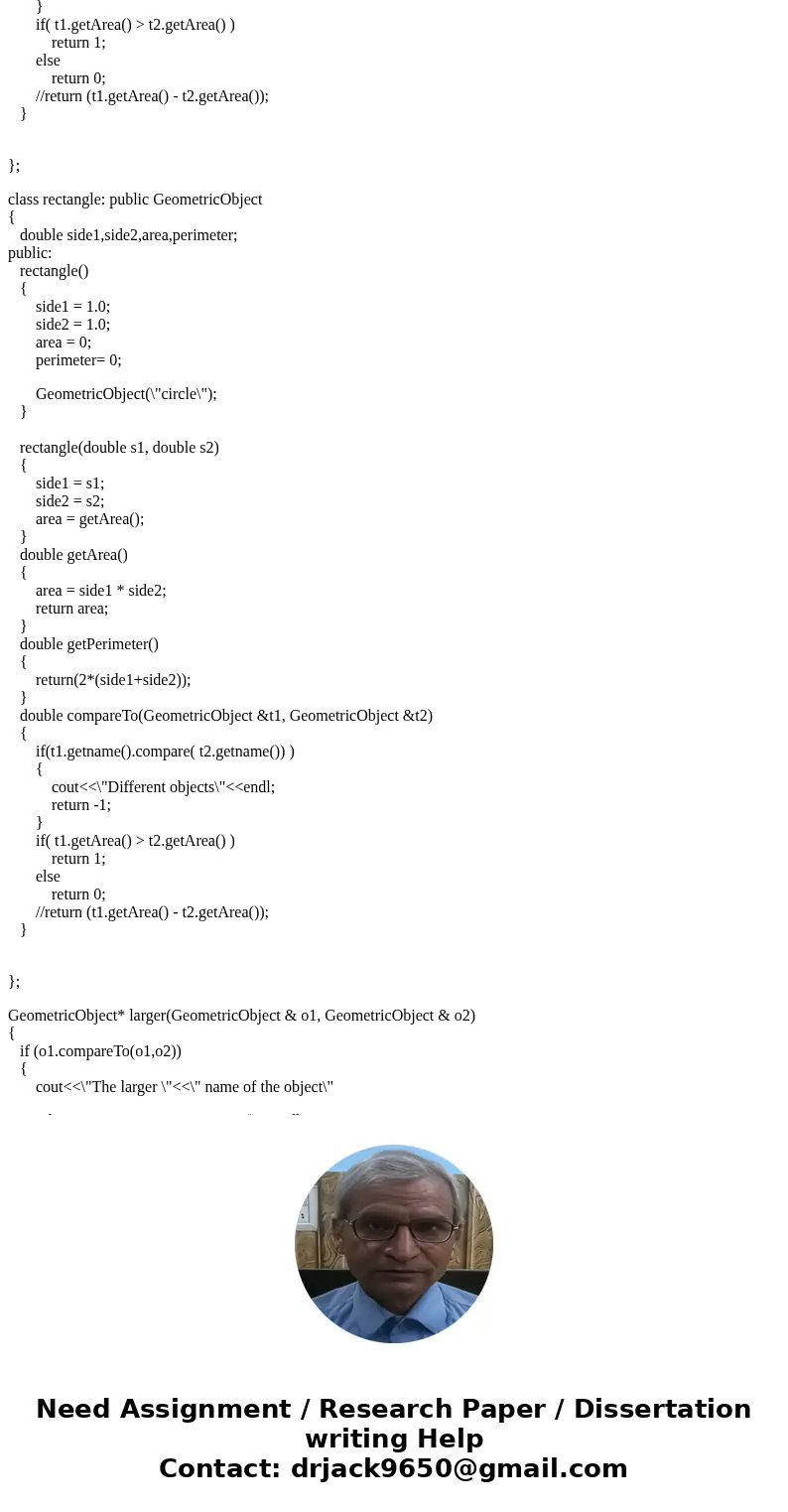 Part 1 (10 marks) The file for GeometricObject class is provided for this exercise. Design a class named Triangle that extends GeometricObject. The class contai Part 1 (10 marks) The file for GeometricObject class is provided for this exercise. Design a class named Triangle that extends GeometricObject. The class contai