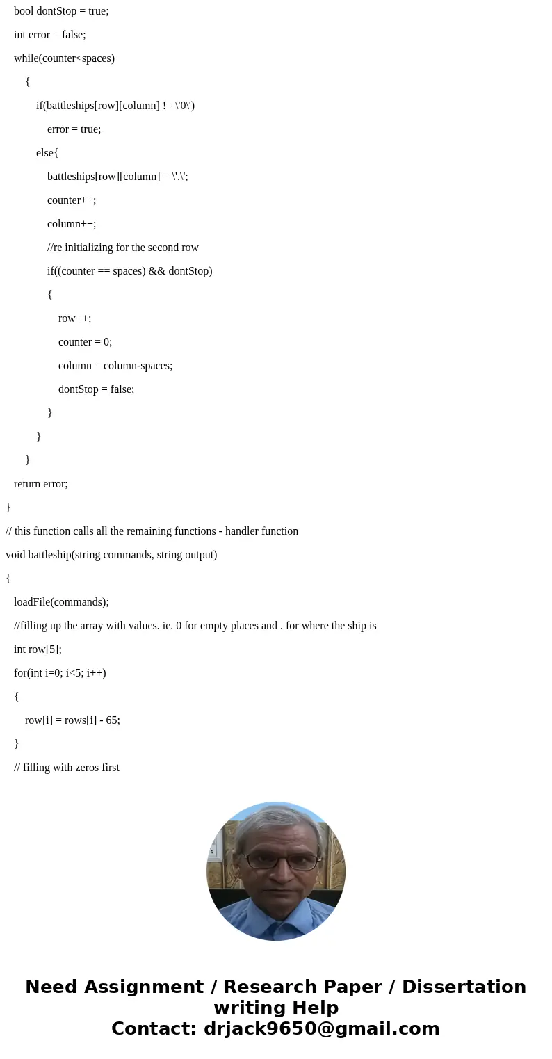 Please help me with this, need a C++ code for it. Please follow the requirements. For battleship game, we\'ll be using a 10x10 array of characters. The board wi Please help me with this, need a C++ code for it. Please follow the requirements. For battleship game, we\'ll be using a 10x10 array of characters. The board wi