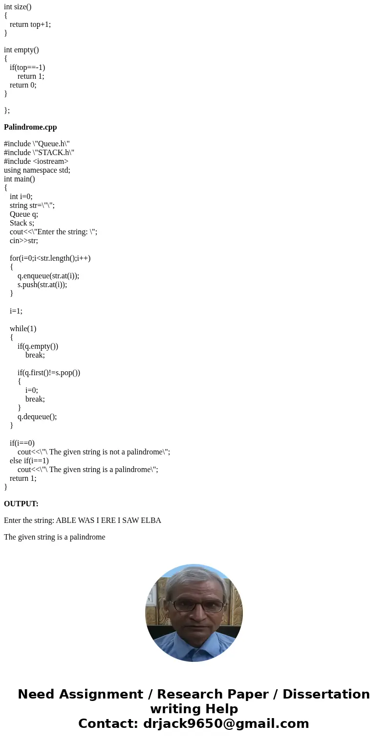 Program: C++ (Repost) Question: Purpose: To get familiar with implementation of Qu... Purpose: To get familiar with implementation of Queue class, and write a Q
