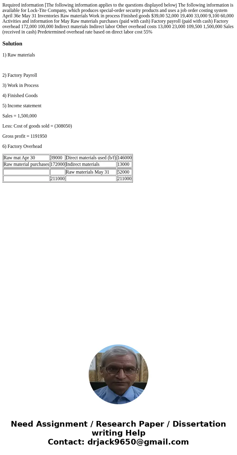 Required information [The following information applies to the questions displayed belowj The following information is available for Lock-Tite Company, which p  Required information [The following information applies to the questions displayed belowj The following information is available for Lock-Tite Company, which p