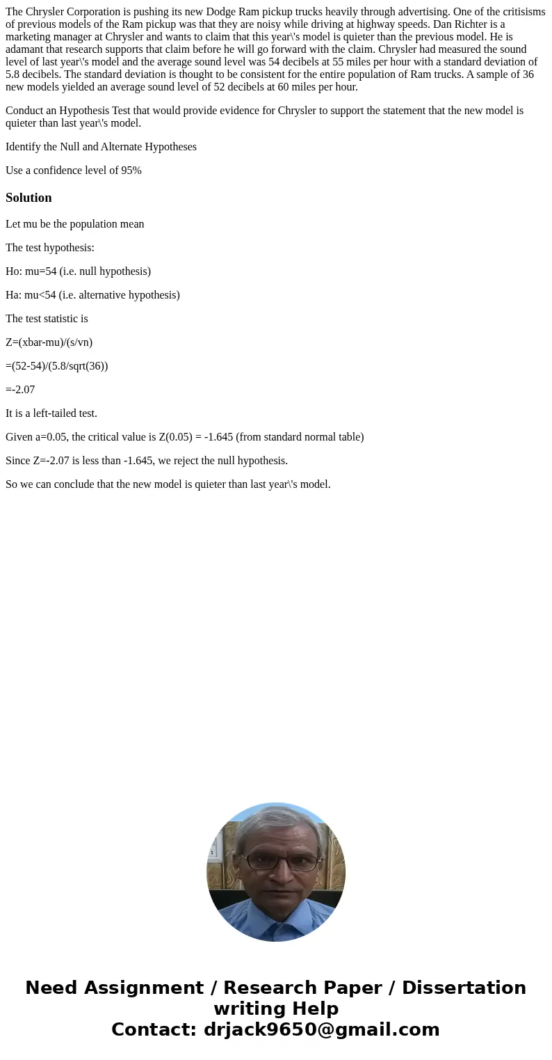 The Chrysler Corporation is pushing its new Dodge Ram pickup trucks heavily through advertising. One of the critisisms of previous models of the Ram pickup was  The Chrysler Corporation is pushing its new Dodge Ram pickup trucks heavily through advertising. One of the critisisms of previous models of the Ram pickup was