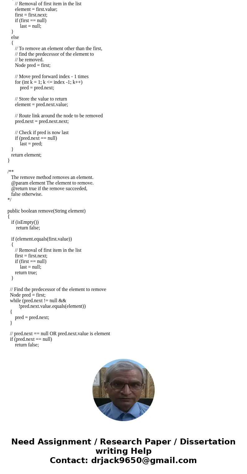 /** The LinkedList1 class implements a Linked list. */ class LinkedList1 { /** The Node class stores a list element and a reference to the next node. */ private /** The LinkedList1 class implements a Linked list. */ class LinkedList1 { /** The Node class stores a list element and a reference to the next node. */ private
