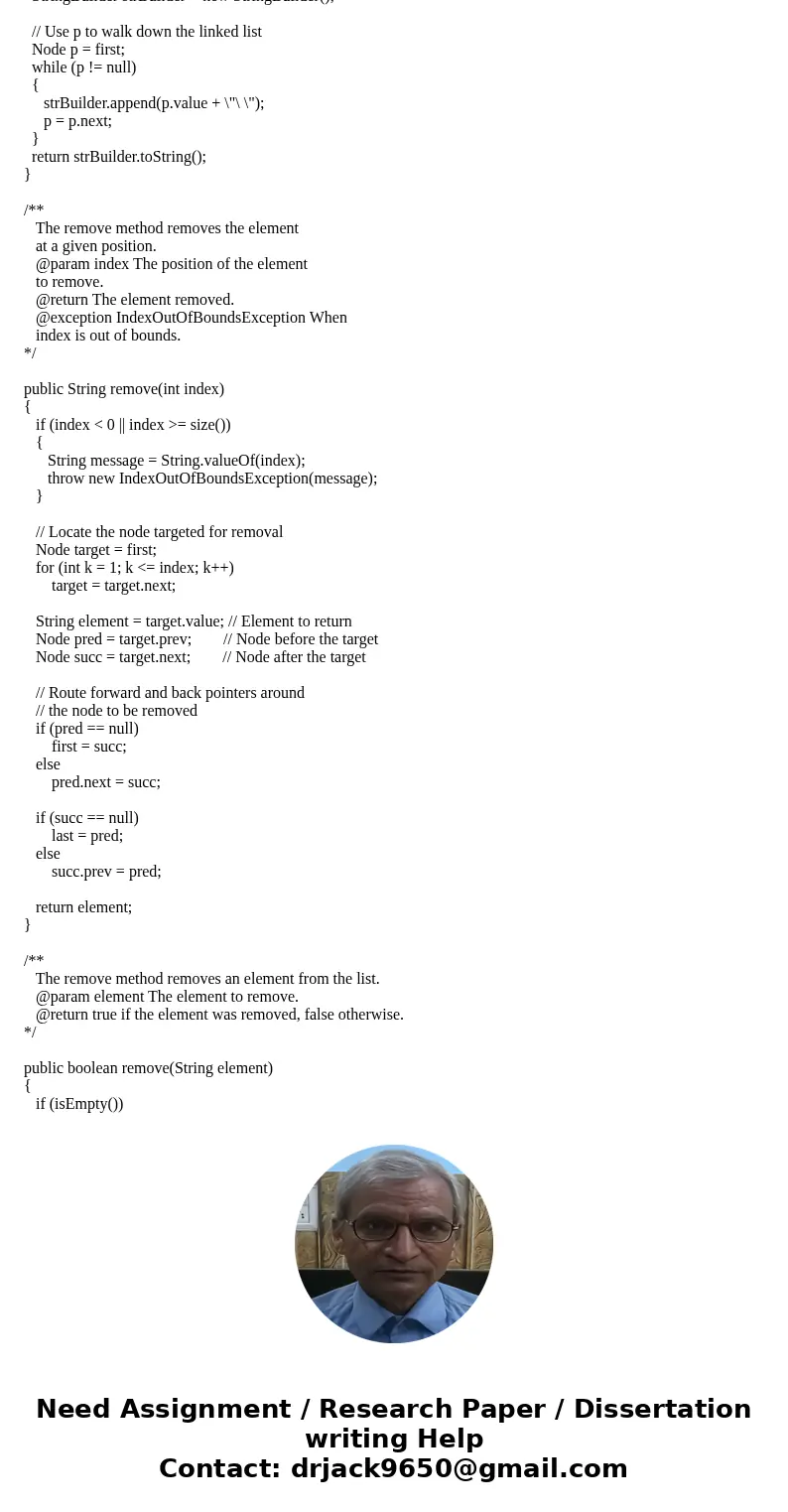 /** The LinkedList1 class implements a Linked list. */ class LinkedList1 { /** The Node class stores a list element and a reference to the next node. */ private /** The LinkedList1 class implements a Linked list. */ class LinkedList1 { /** The Node class stores a list element and a reference to the next node. */ private