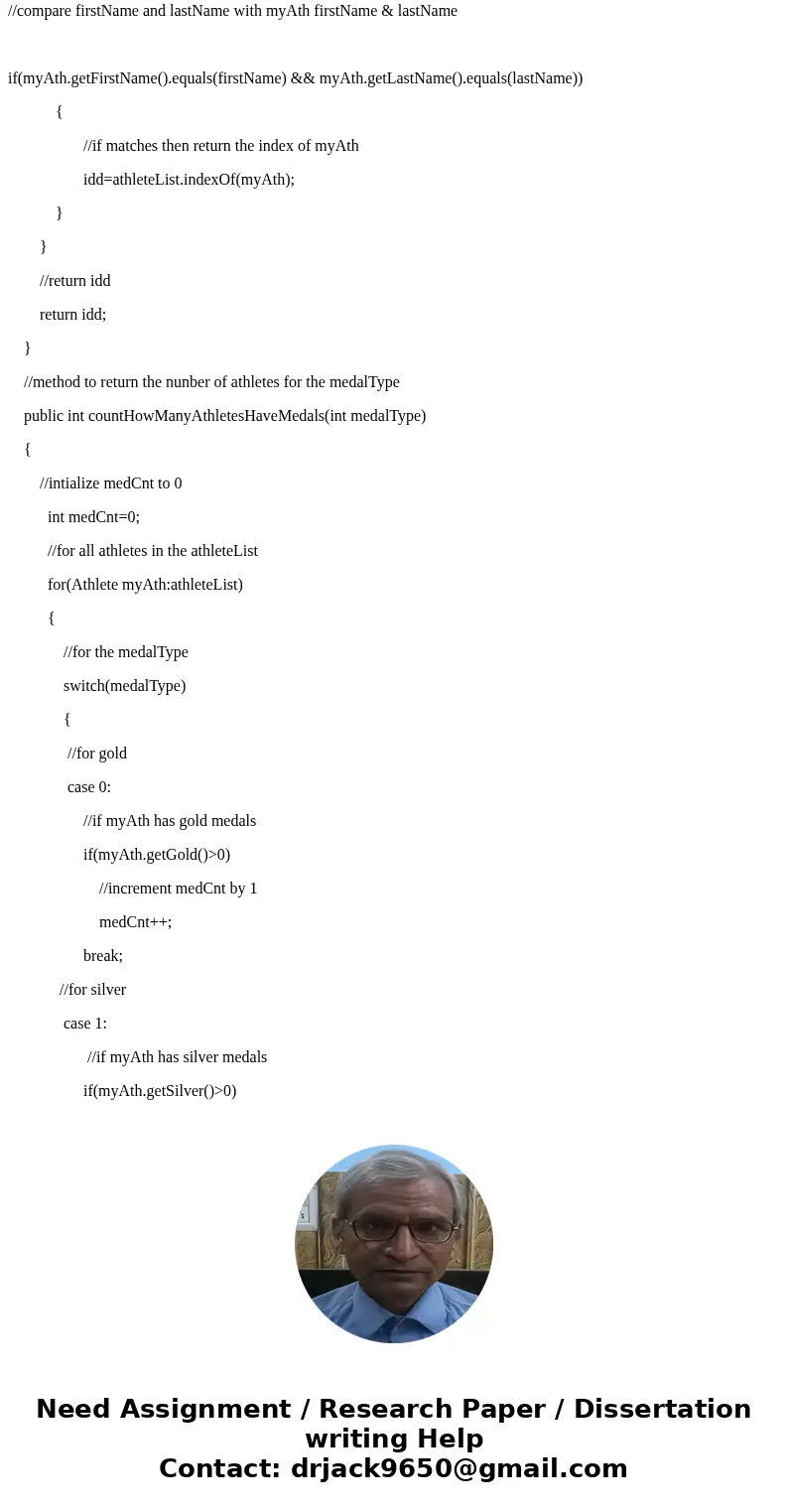 You are required, but not limited, to turn in the following source files: Assignment8.java(More code need to be added) Athlete.java(given by the instructor, it  You are required, but not limited, to turn in the following source files: Assignment8.java(More code need to be added) Athlete.java(given by the instructor, it