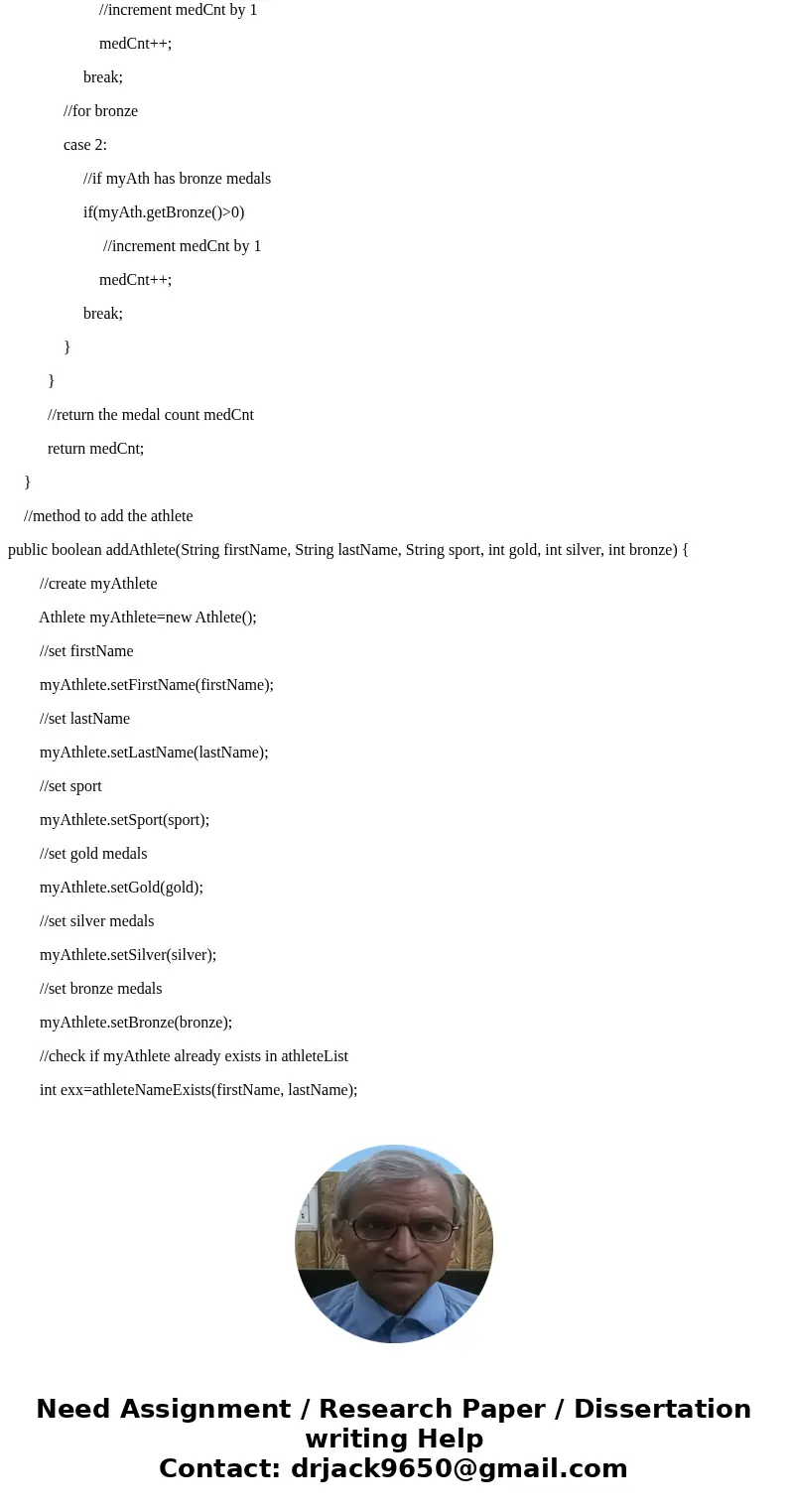 You are required, but not limited, to turn in the following source files: Assignment8.java(More code need to be added) Athlete.java(given by the instructor, it  You are required, but not limited, to turn in the following source files: Assignment8.java(More code need to be added) Athlete.java(given by the instructor, it
