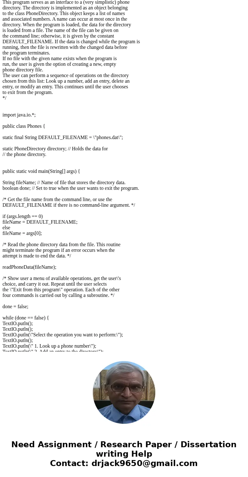 [10] Write a Java application which first reads data from the phonebook file here: 660749054 Iwjint, Taib 638727163 Jroch, Ov 989981308 Vihoost, Yssoub 33922391