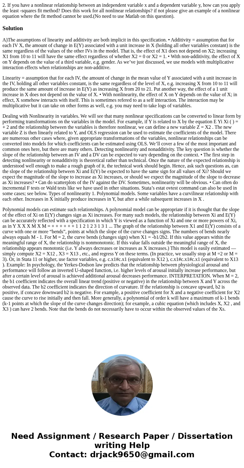 2. If you have a nonlinear relationship between an independent variable x and a dependent variable y, how can you apply the least -squares fit method? Does this 2. If you have a nonlinear relationship between an independent variable x and a dependent variable y, how can you apply the least -squares fit method? Does this