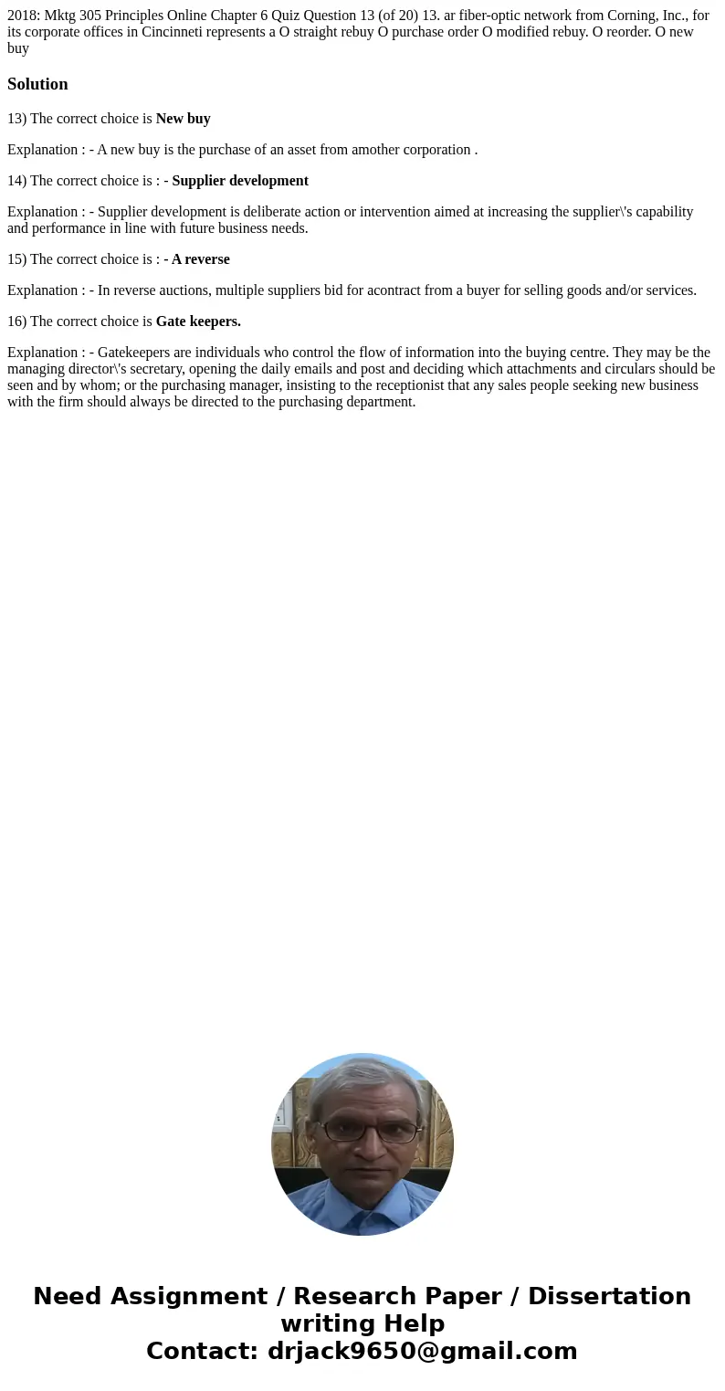 2018: Mktg 305 Principles Online Chapter 6 Quiz Question 13 (of 20) 13. ar fiber-optic network from Corning, Inc., for its corporate offices in Cincinneti repr  2018: Mktg 305 Principles Online Chapter 6 Quiz Question 13 (of 20) 13. ar fiber-optic network from Corning, Inc., for its corporate offices in Cincinneti repr