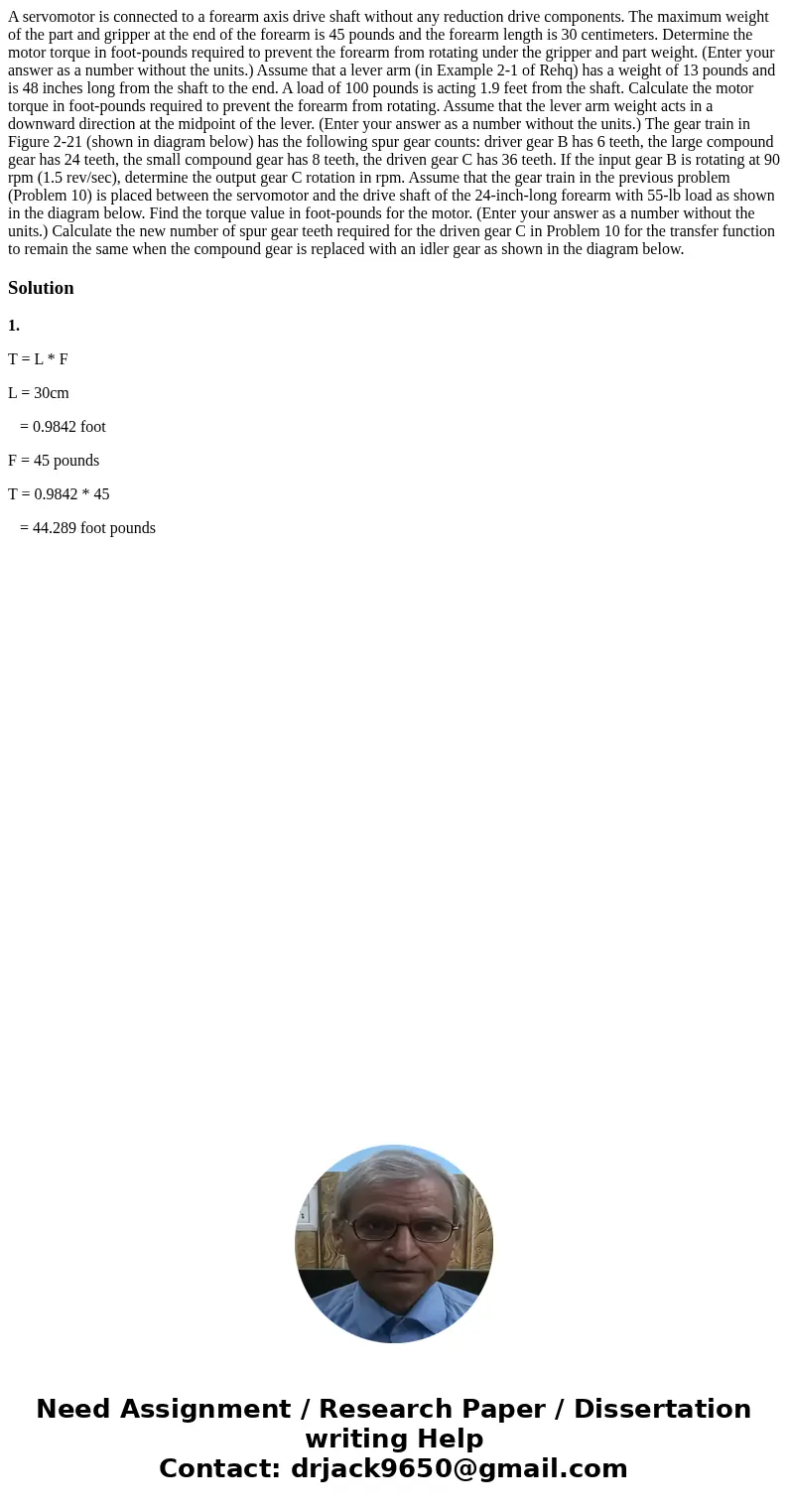 A servomotor is connected to a forearm axis drive shaft without any reduction drive components. The maximum weight of the part and gripper at the end of the fo  A servomotor is connected to a forearm axis drive shaft without any reduction drive components. The maximum weight of the part and gripper at the end of the fo