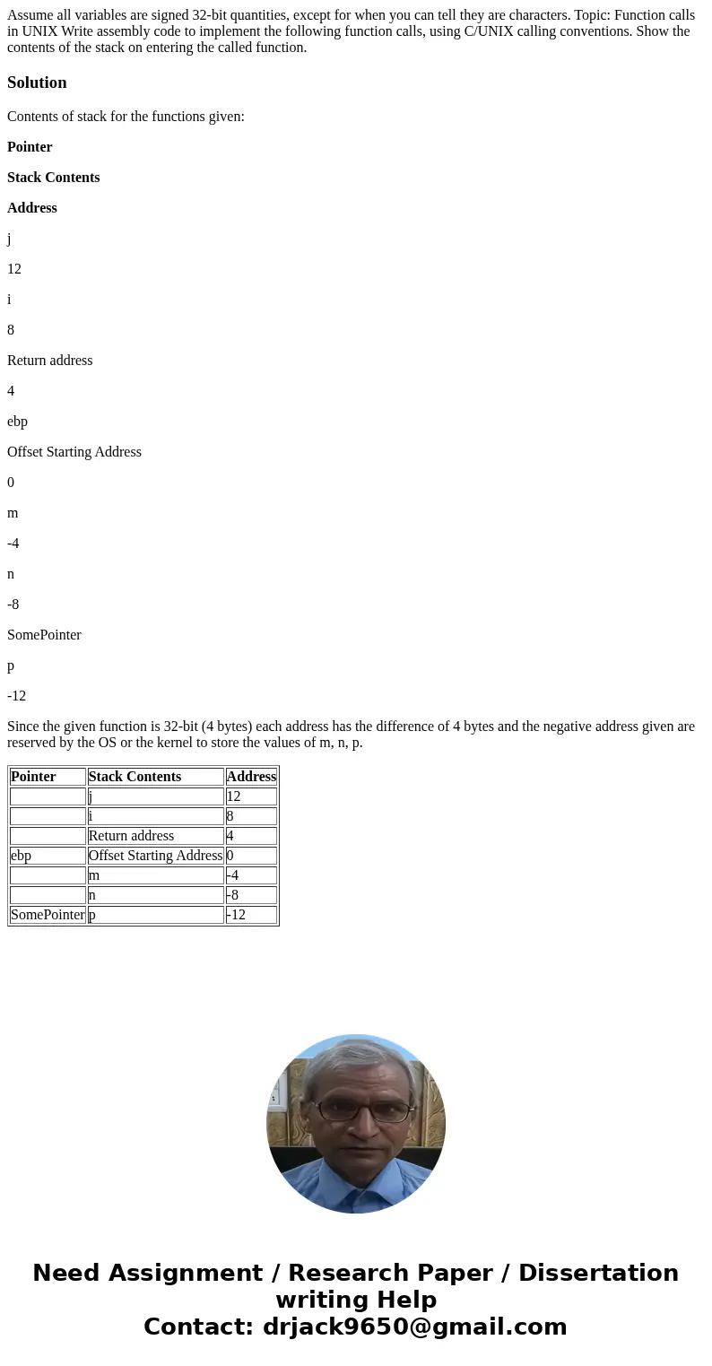 Assume all variables are signed 32-bit quantities, except for when you can tell they are characters. Topic: Function calls in UNIX Write assembly code to implem Assume all variables are signed 32-bit quantities, except for when you can tell they are characters. Topic: Function calls in UNIX Write assembly code to implem