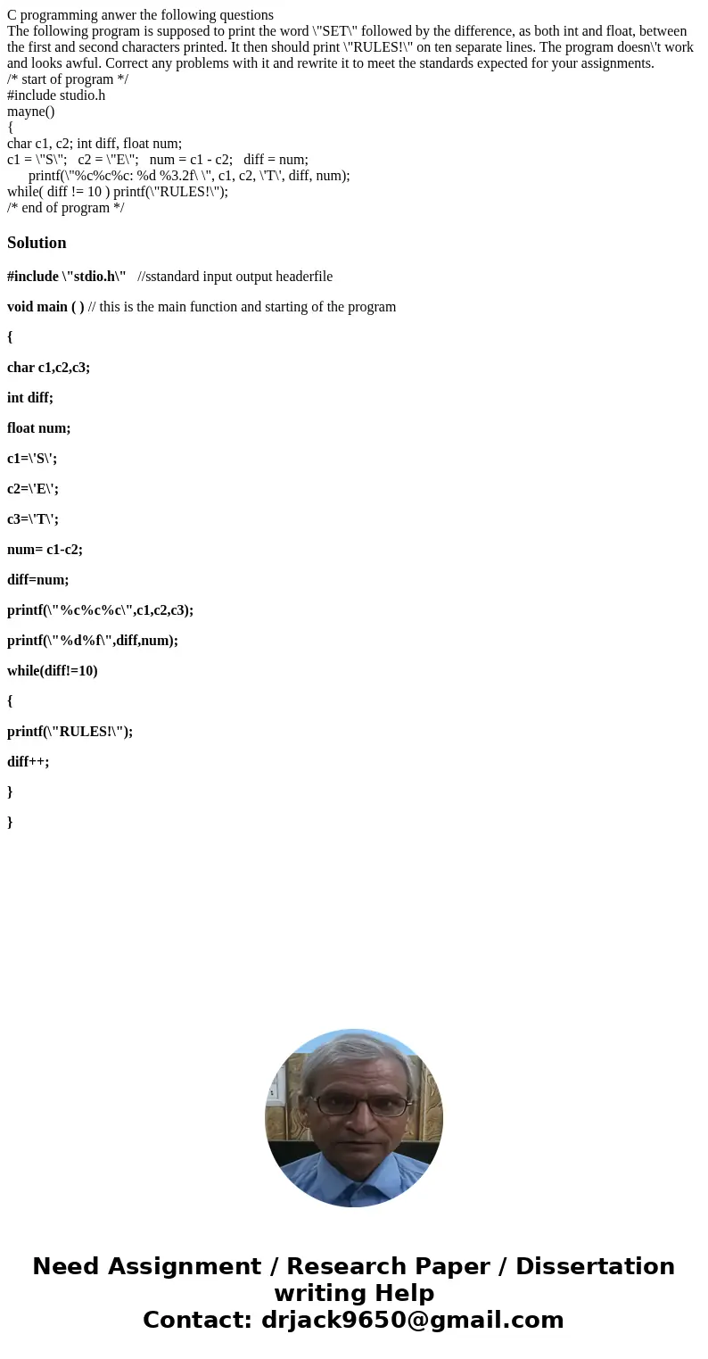C programming anwer the following questions The following program is supposed to print the word \ C programming anwer the following questions The following program is supposed to print the word \