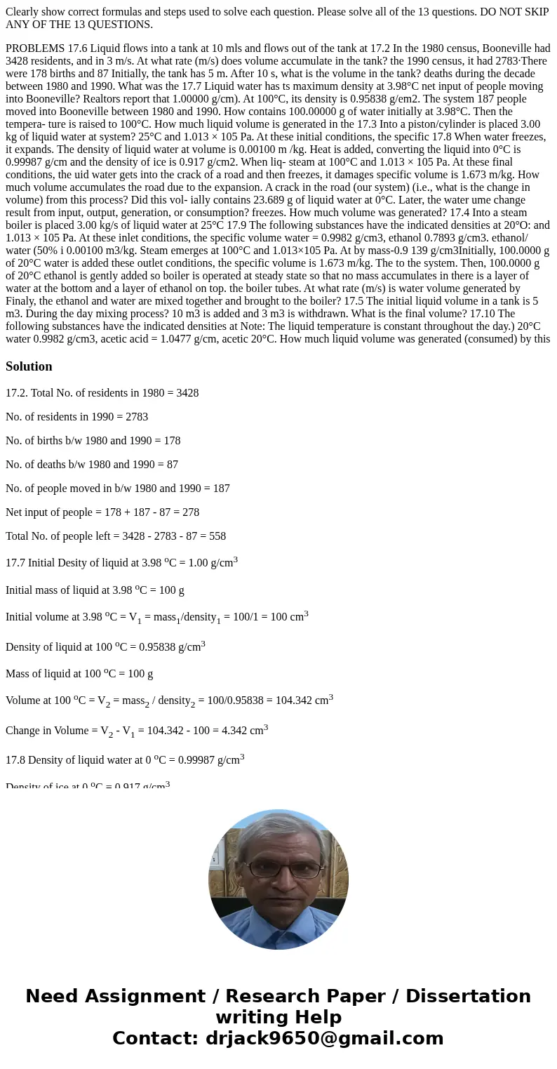 Clearly show correct formulas and steps used to solve each question. Please solve all of the 13 questions. DO NOT SKIP ANY OF THE 13 QUESTIONS. PROBLEMS 17.6 Li Clearly show correct formulas and steps used to solve each question. Please solve all of the 13 questions. DO NOT SKIP ANY OF THE 13 QUESTIONS. PROBLEMS 17.6 Li