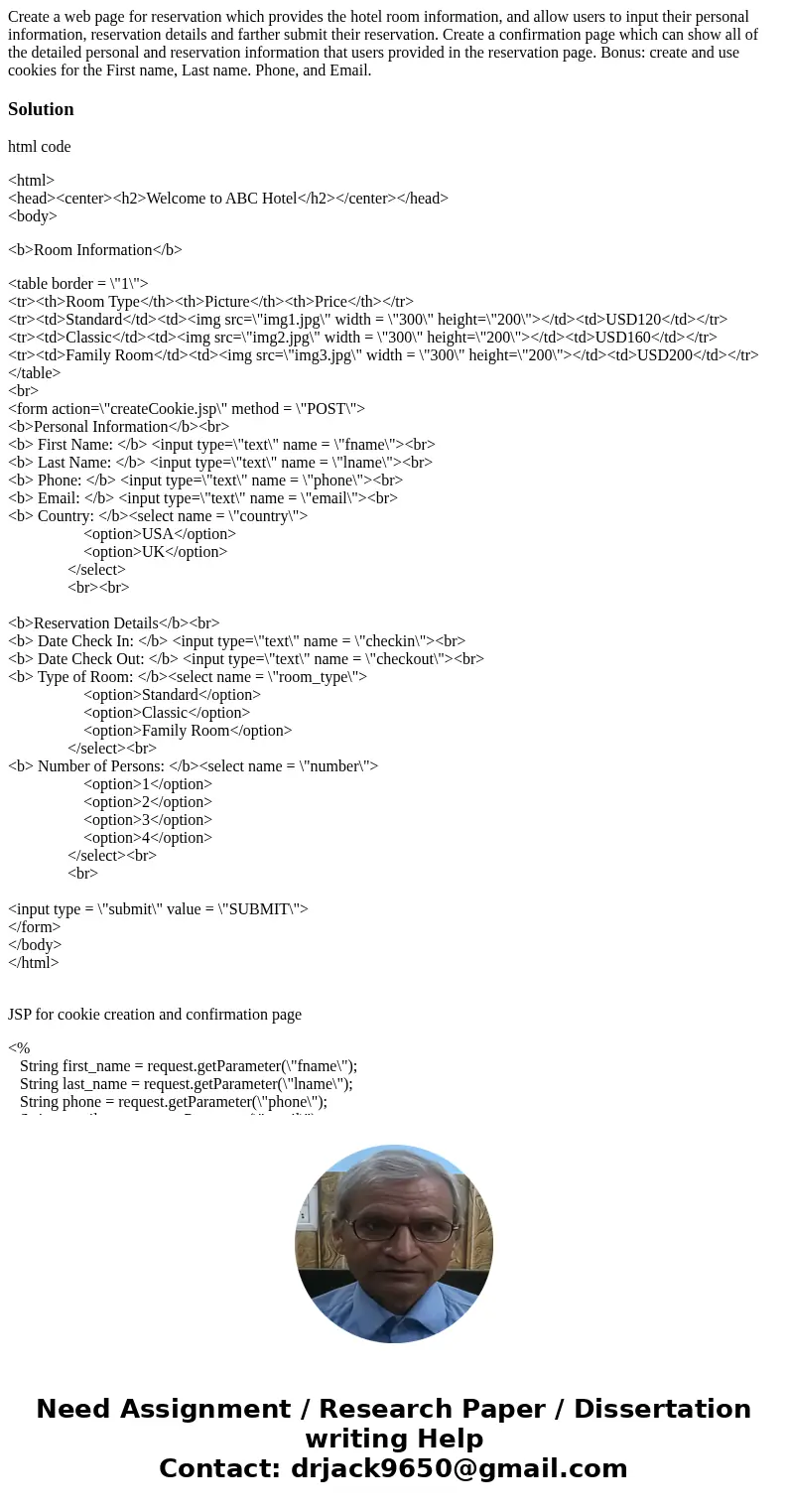 Create a web page for reservation which provides the hotel room information, and allow users to input their personal information, reservation details and farth  Create a web page for reservation which provides the hotel room information, and allow users to input their personal information, reservation details and farth