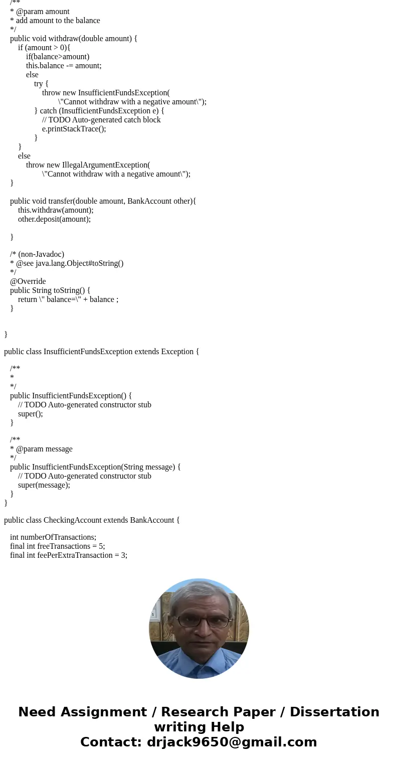 Design a class named BankAccount containing the following data field and methods. • One double data field named balance with default values 0.0 to denote the ba Design a class named BankAccount containing the following data field and methods. • One double data field named balance with default values 0.0 to denote the ba