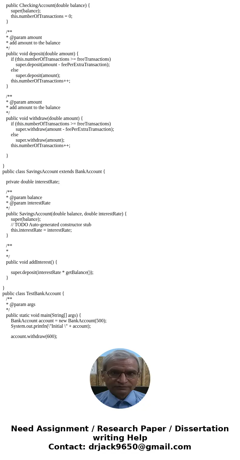 Design a class named BankAccount containing the following data field and methods. • One double data field named balance with default values 0.0 to denote the ba Design a class named BankAccount containing the following data field and methods. • One double data field named balance with default values 0.0 to denote the ba