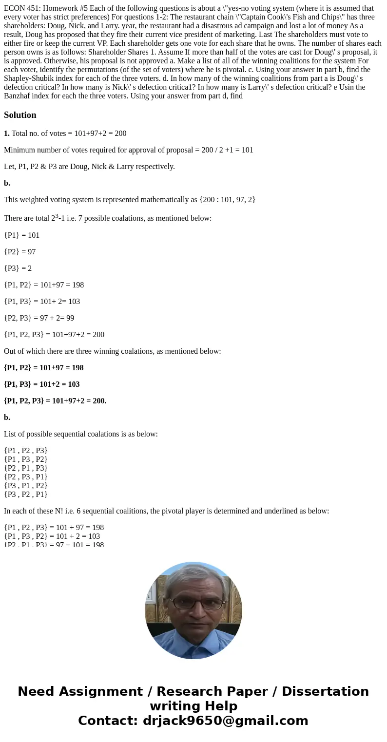 ECON 451: Homework #5 Each of the following questions is about a \  ECON 451: Homework #5 Each of the following questions is about a \