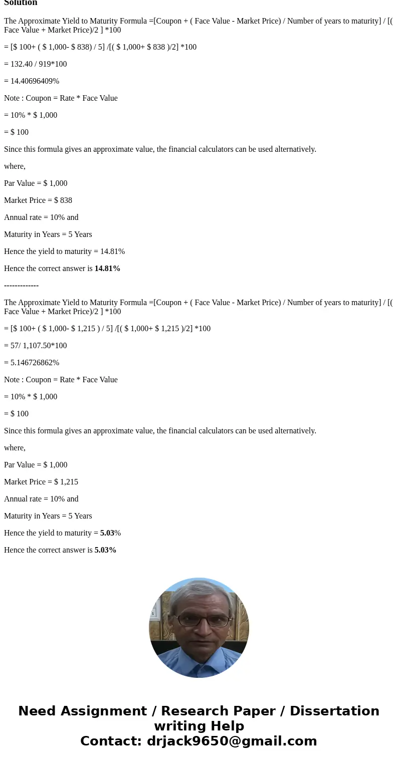 Harrimon Industries bonds have 5 years left to maturity. Interest is paid annually, and the bonds have a $1,000 par value and a coupon rate of 10%. What is the  Harrimon Industries bonds have 5 years left to maturity. Interest is paid annually, and the bonds have a $1,000 par value and a coupon rate of 10%. What is the