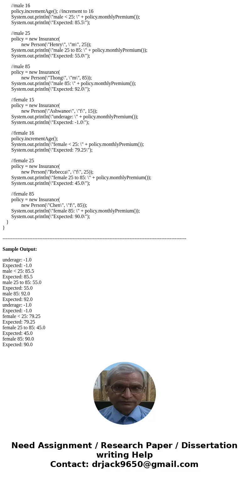 Here is the Person Class Provided: Use the following files: Person.java Here is the tester file: InsruanceTester.java I have done three of the methods i just ne Here is the Person Class Provided: Use the following files: Person.java Here is the tester file: InsruanceTester.java I have done three of the methods i just ne