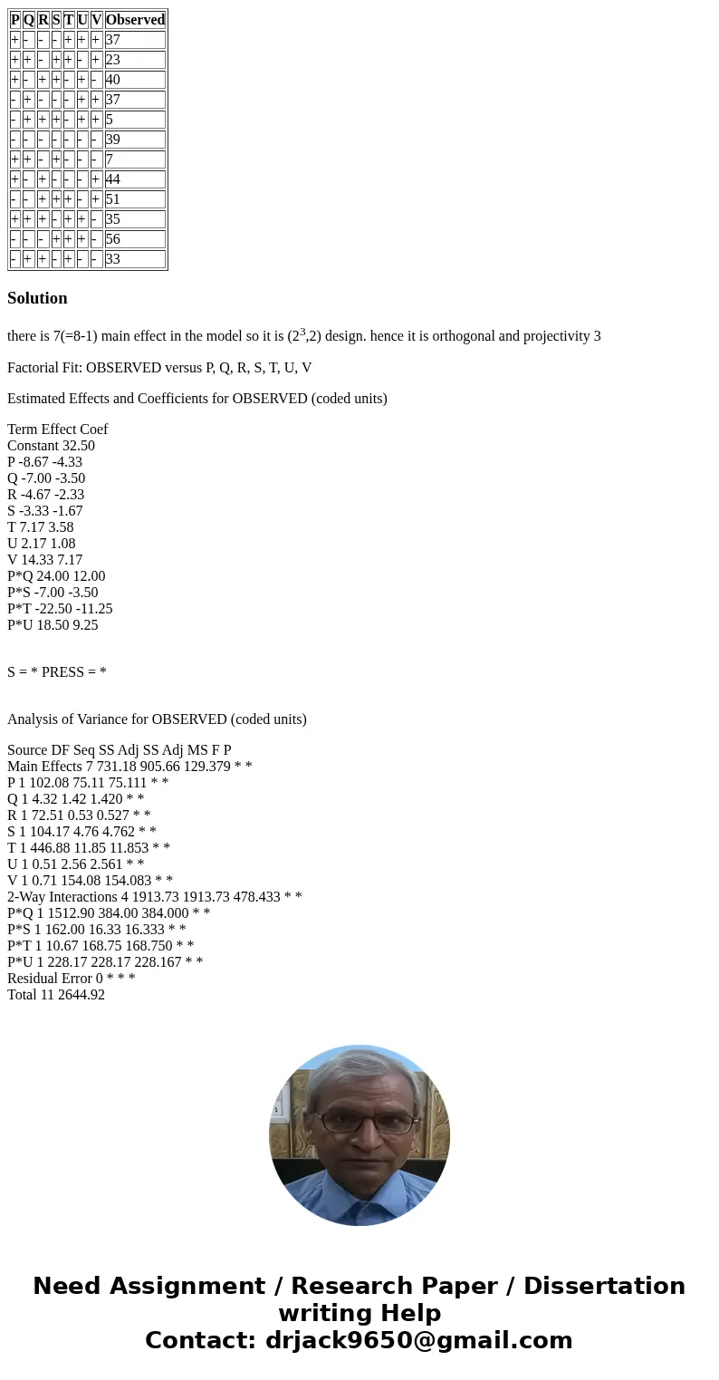 How do you show that a design is (a) of projectivity 3, (b) orthogonal, if the design is a two-level design for seven factors in 12 runs? 37 Suppose on using th How do you show that a design is (a) of projectivity 3, (b) orthogonal, if the design is a two-level design for seven factors in 12 runs? 37 Suppose on using th