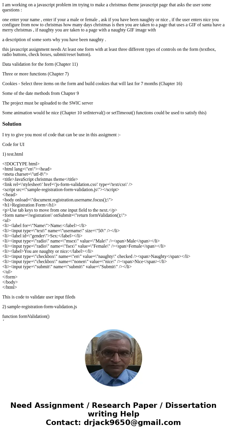 I am working on a javascript problem im trying to make a christmas theme javascript page that asks the user some questions : one enter your name , enter if your I am working on a javascript problem im trying to make a christmas theme javascript page that asks the user some questions : one enter your name , enter if your