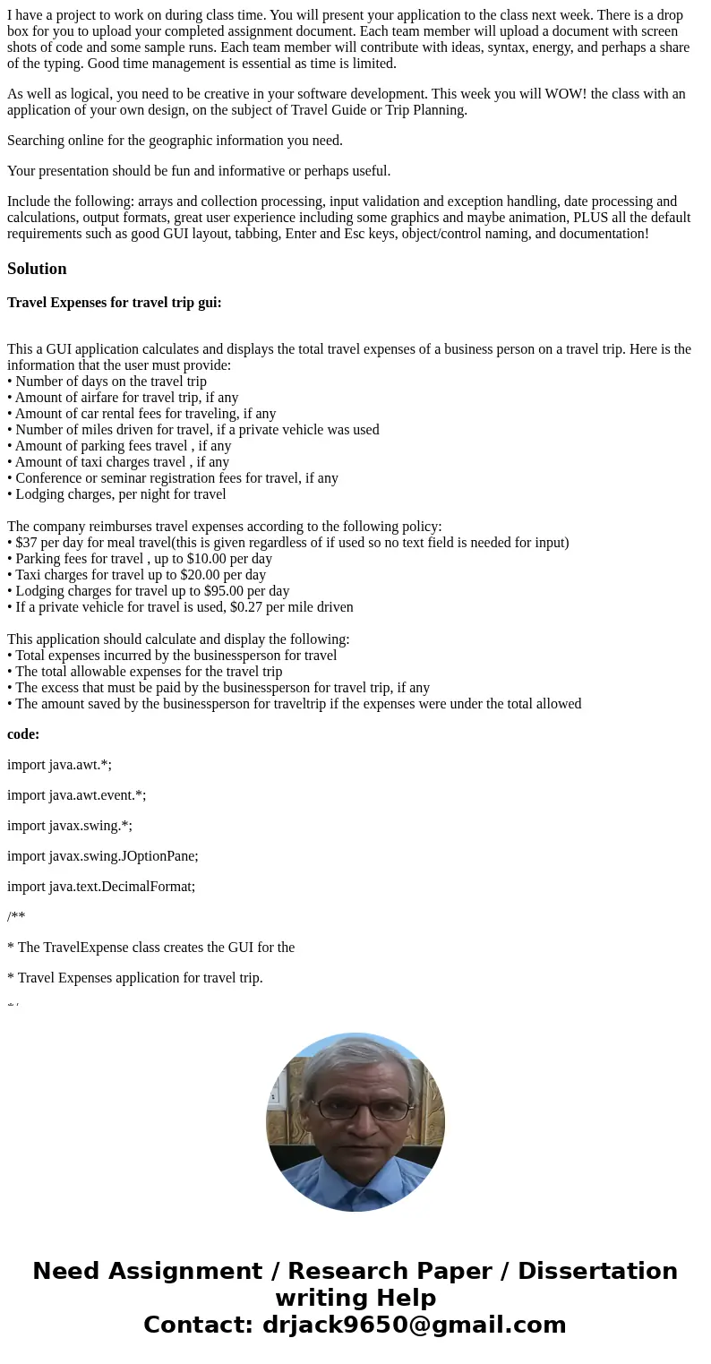 I have a project to work on during class time. You will present your application to the class next week. There is a drop box for you to upload your completed as I have a project to work on during class time. You will present your application to the class next week. There is a drop box for you to upload your completed as
