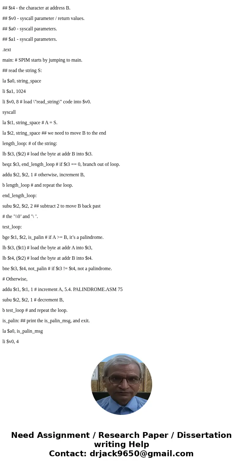 I need to modify this MIPS program so that it can handle a string that includes blank spaces, includes punctuation, and includes both uppercase and lowercase ch I need to modify this MIPS program so that it can handle a string that includes blank spaces, includes punctuation, and includes both uppercase and lowercase ch