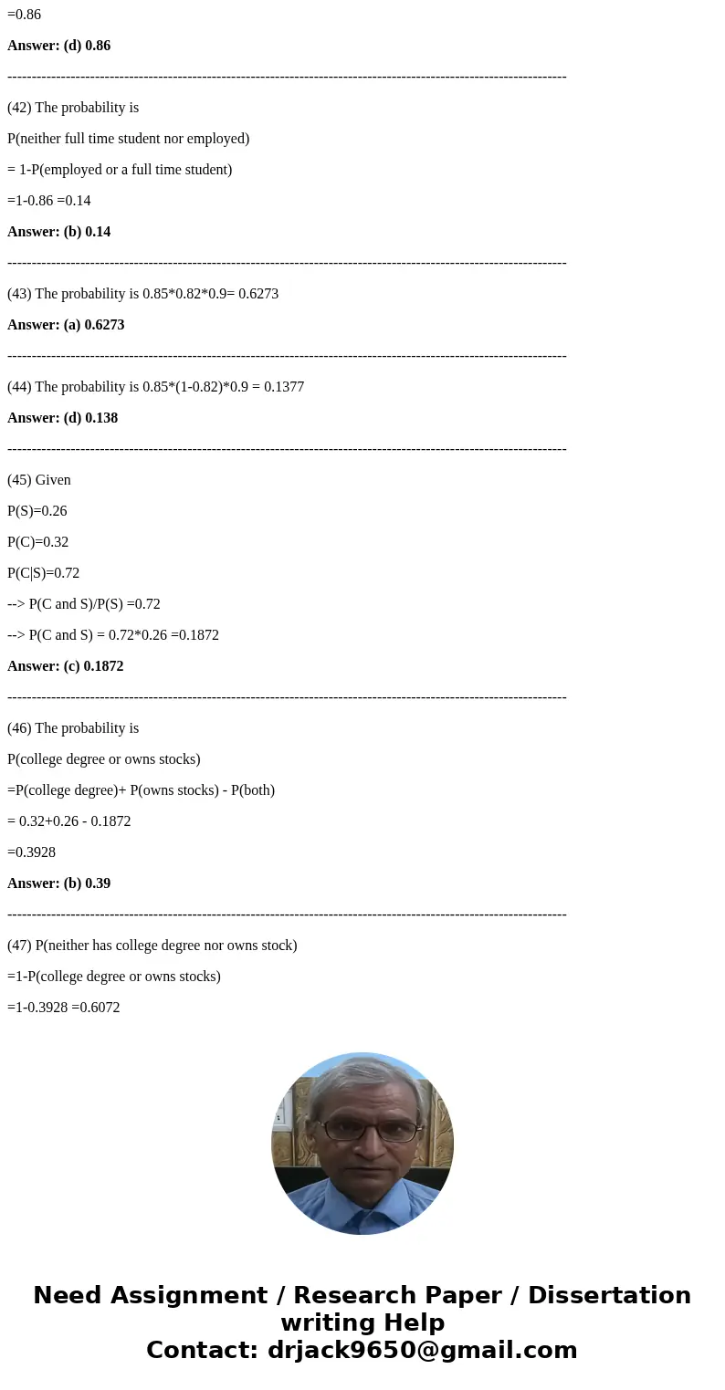 In a certain engineering school of a university, 60% of the students are employed and 80% of the students are full?time. Ninety percent of the employed are full In a certain engineering school of a university, 60% of the students are employed and 80% of the students are full?time. Ninety percent of the employed are full