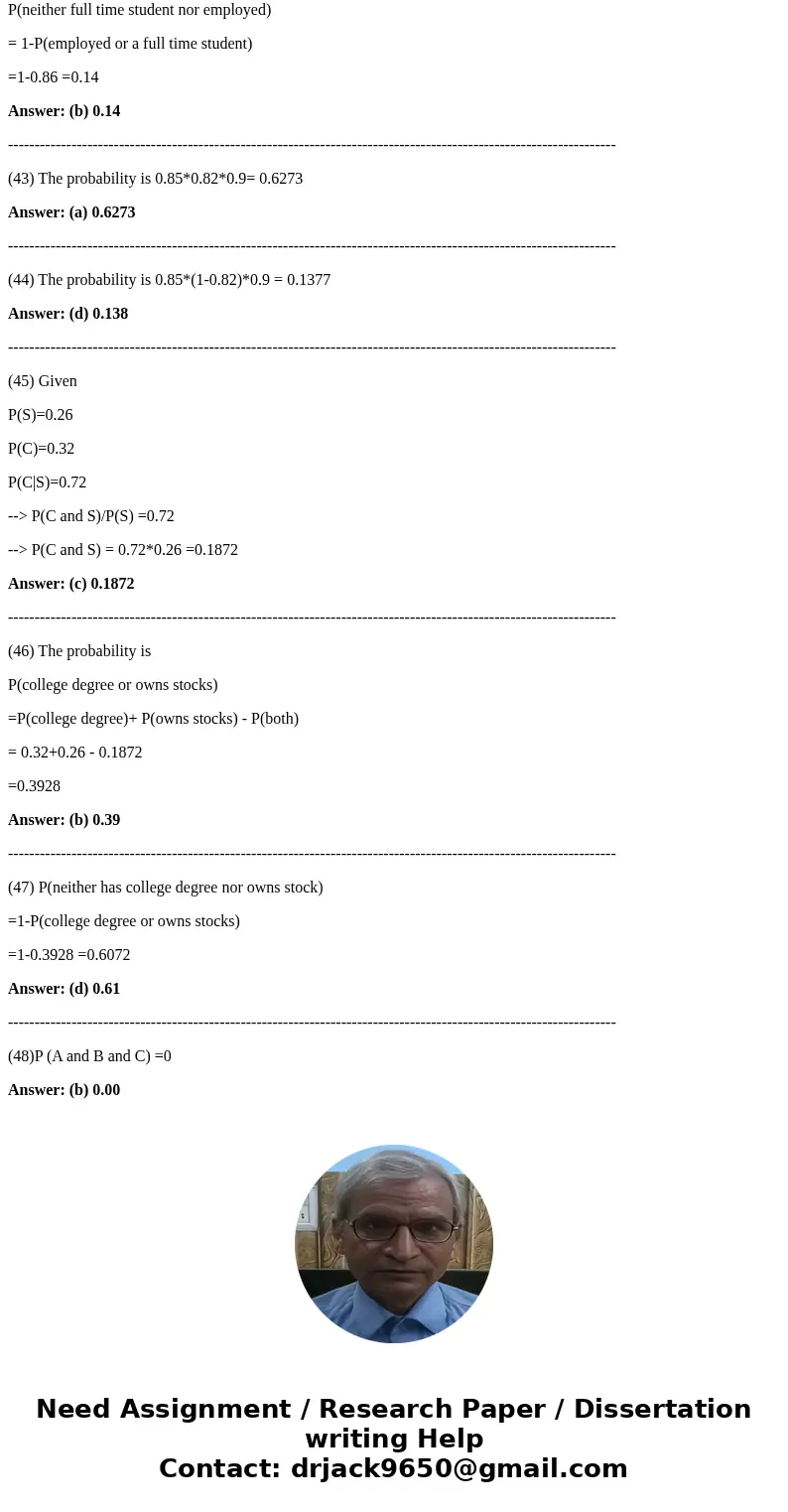 In a certain engineering school of a university, 60% of the students are employed and 80% of the students are full?time. Ninety percent of the employed are full In a certain engineering school of a university, 60% of the students are employed and 80% of the students are full?time. Ninety percent of the employed are full