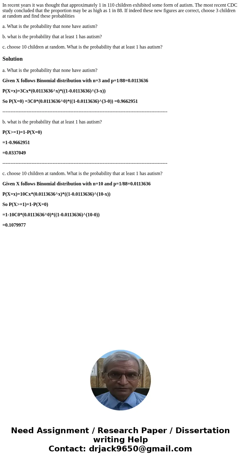 In recent years it was thought that approximately 1 in 110 children exhibited some form of autism. The most recent CDC study concluded that the proportion may b In recent years it was thought that approximately 1 in 110 children exhibited some form of autism. The most recent CDC study concluded that the proportion may b