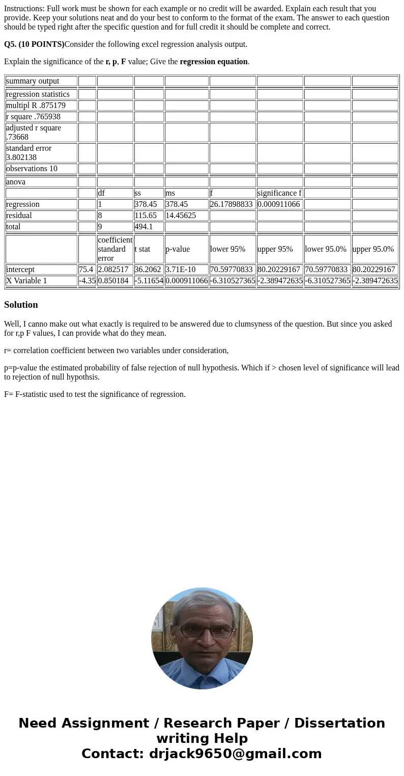 Instructions: Full work must be shown for each example or no credit will be awarded. Explain each result that you provide. Keep your solutions neat and do your 