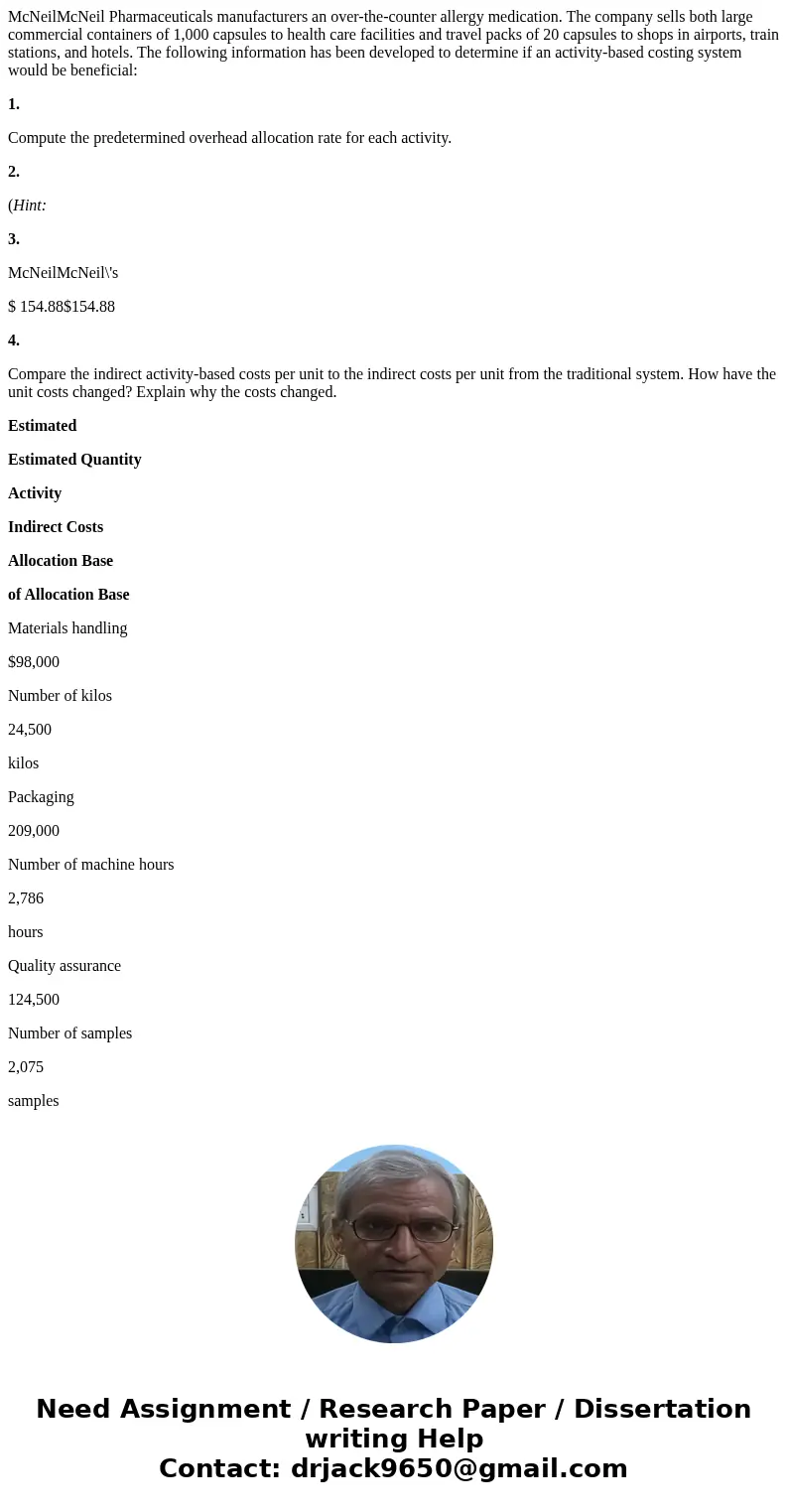 McNeilMcNeil Pharmaceuticals manufacturers an over-the-counter allergy medication. The company sells both large commercial containers of 1,000 capsules to healt