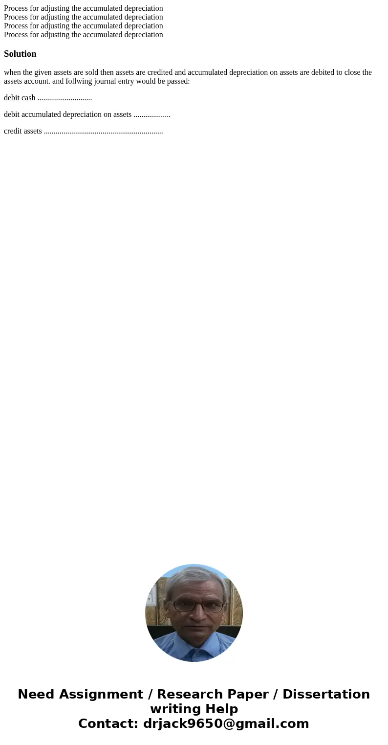 Process for adjusting the accumulated depreciation Process for adjusting the accumulated depreciation Process for adjusting the accumulated depreciation Proces  Process for adjusting the accumulated depreciation Process for adjusting the accumulated depreciation Process for adjusting the accumulated depreciation Proces