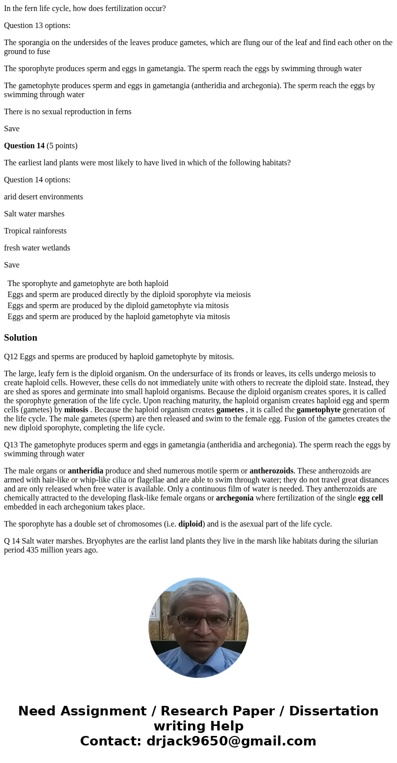 Question 12 (5 points) The reason that mitosis can result in the production of haploid gametes in alternation of generations is because Question 12 options: The Question 12 (5 points) The reason that mitosis can result in the production of haploid gametes in alternation of generations is because Question 12 options: The