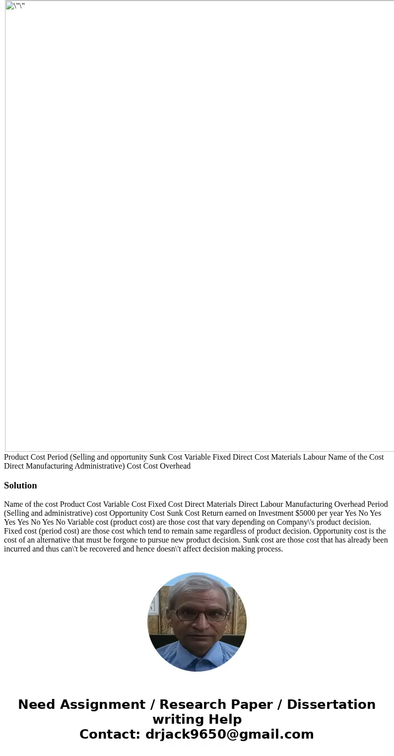 Required: Required: Listed below are different costs associated with the new product decision. Choose Yes or No under each heading that helps to describe the ty