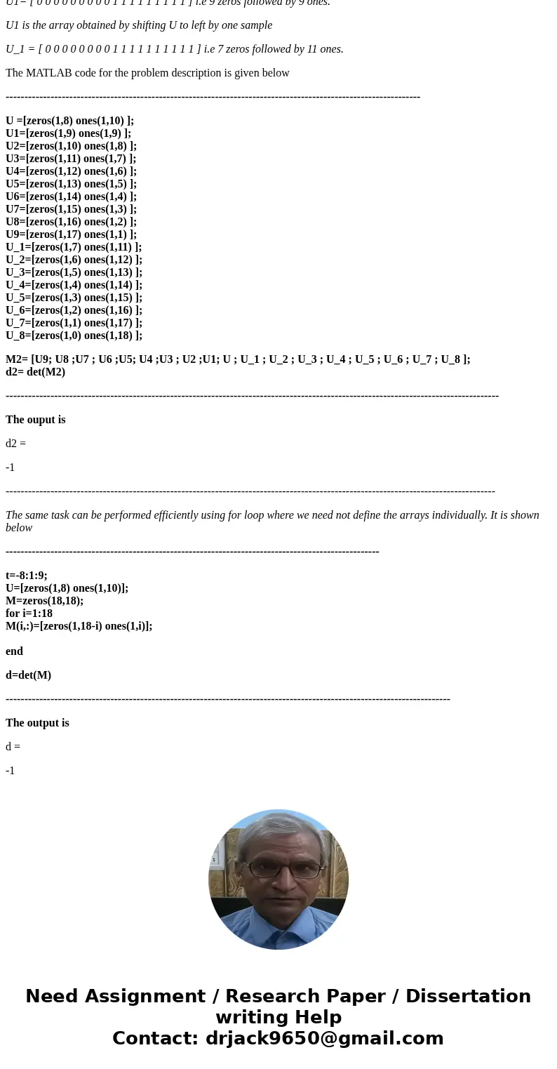 Sample the signal u(t) -9<t<=9 with a sampling time of 1s and store the sampled data in an array with the same name. Build the array u1 and u-1 knowing th Sample the signal u(t) -9<t<=9 with a sampling time of 1s and store the sampled data in an array with the same name. Build the array u1 and u-1 knowing th