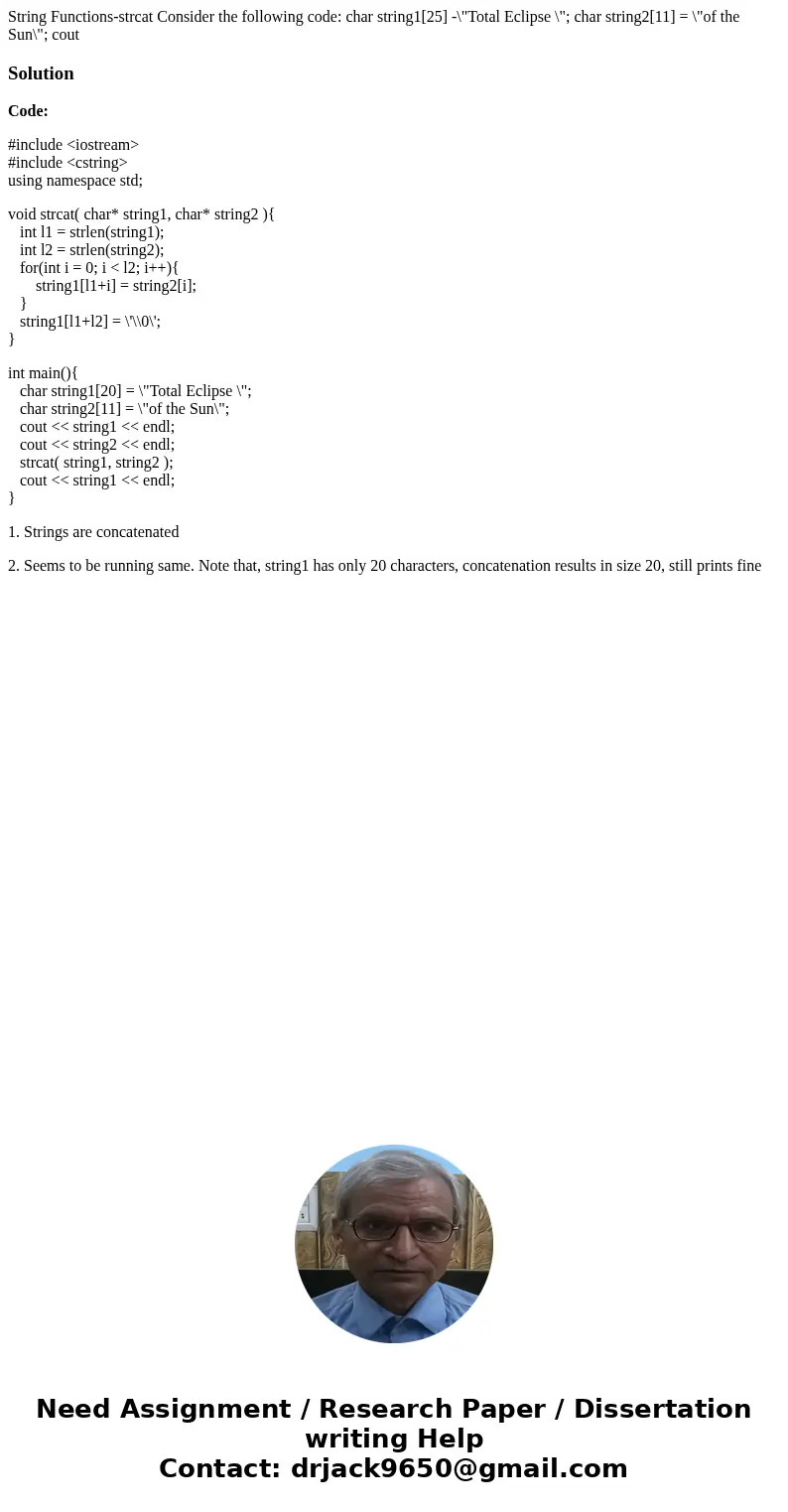  String Functions-strcat Consider the following code: char string1[25] -\