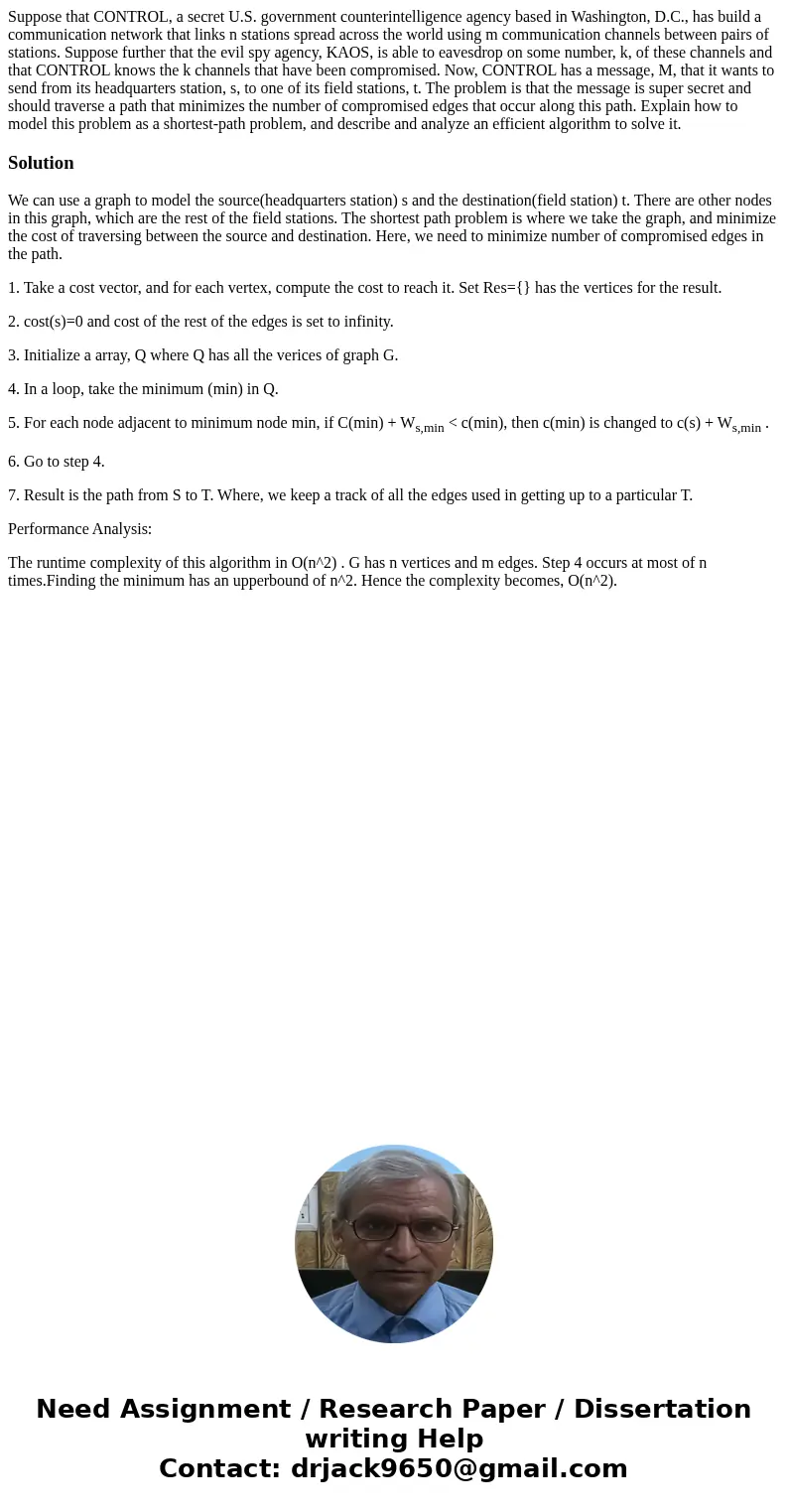 Suppose that CONTROL, a secret U.S. government counterintelligence agency based in Washington, D.C., has build a communication network that links n stations spr Suppose that CONTROL, a secret U.S. government counterintelligence agency based in Washington, D.C., has build a communication network that links n stations spr