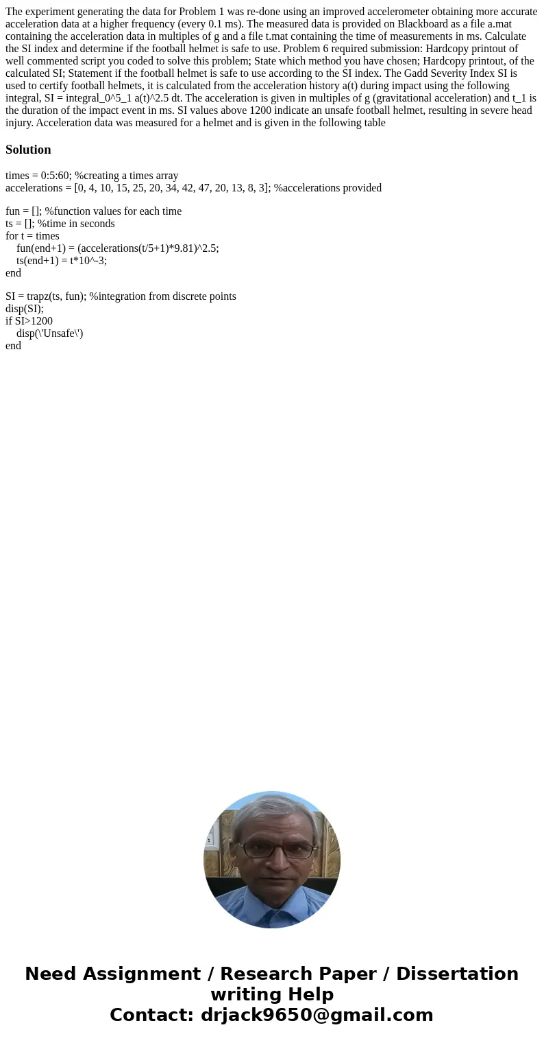 The experiment generating the data for Problem 1 was re-done using an improved accelerometer obtaining more accurate acceleration data at a higher frequency (e  The experiment generating the data for Problem 1 was re-done using an improved accelerometer obtaining more accurate acceleration data at a higher frequency (e