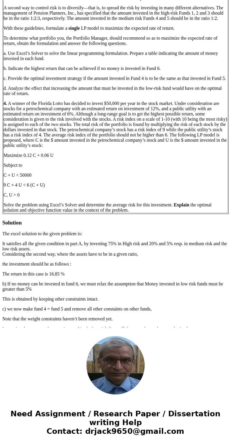 The Portfolio Manager of Pension Raiders, Inc. has been asked to invest $1,000,000 of a large pension fund. The Investment Research Department has identified si