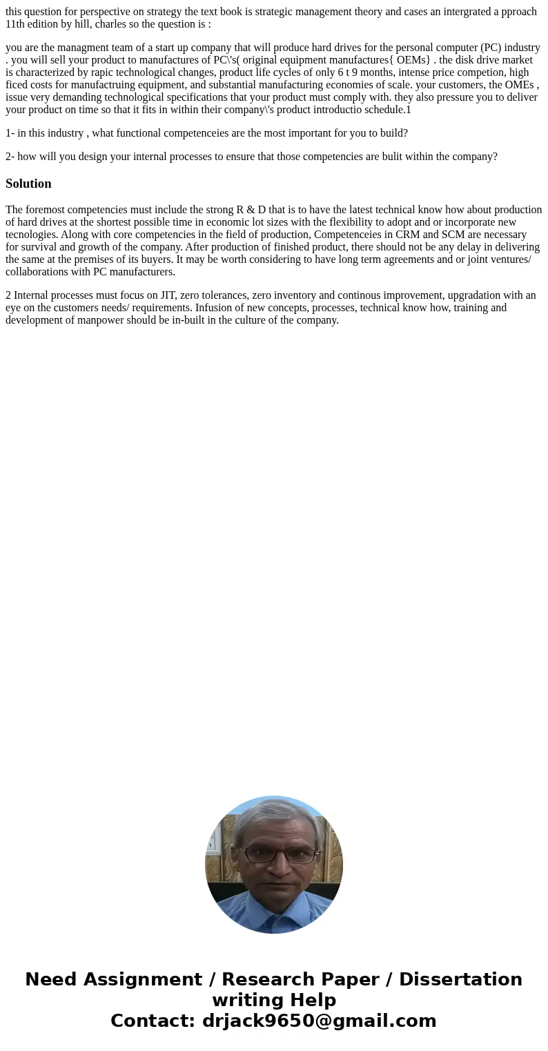 this question for perspective on strategy the text book is strategic management theory and cases an intergrated a pproach 11th edition by hill, charles so the q this question for perspective on strategy the text book is strategic management theory and cases an intergrated a pproach 11th edition by hill, charles so the q