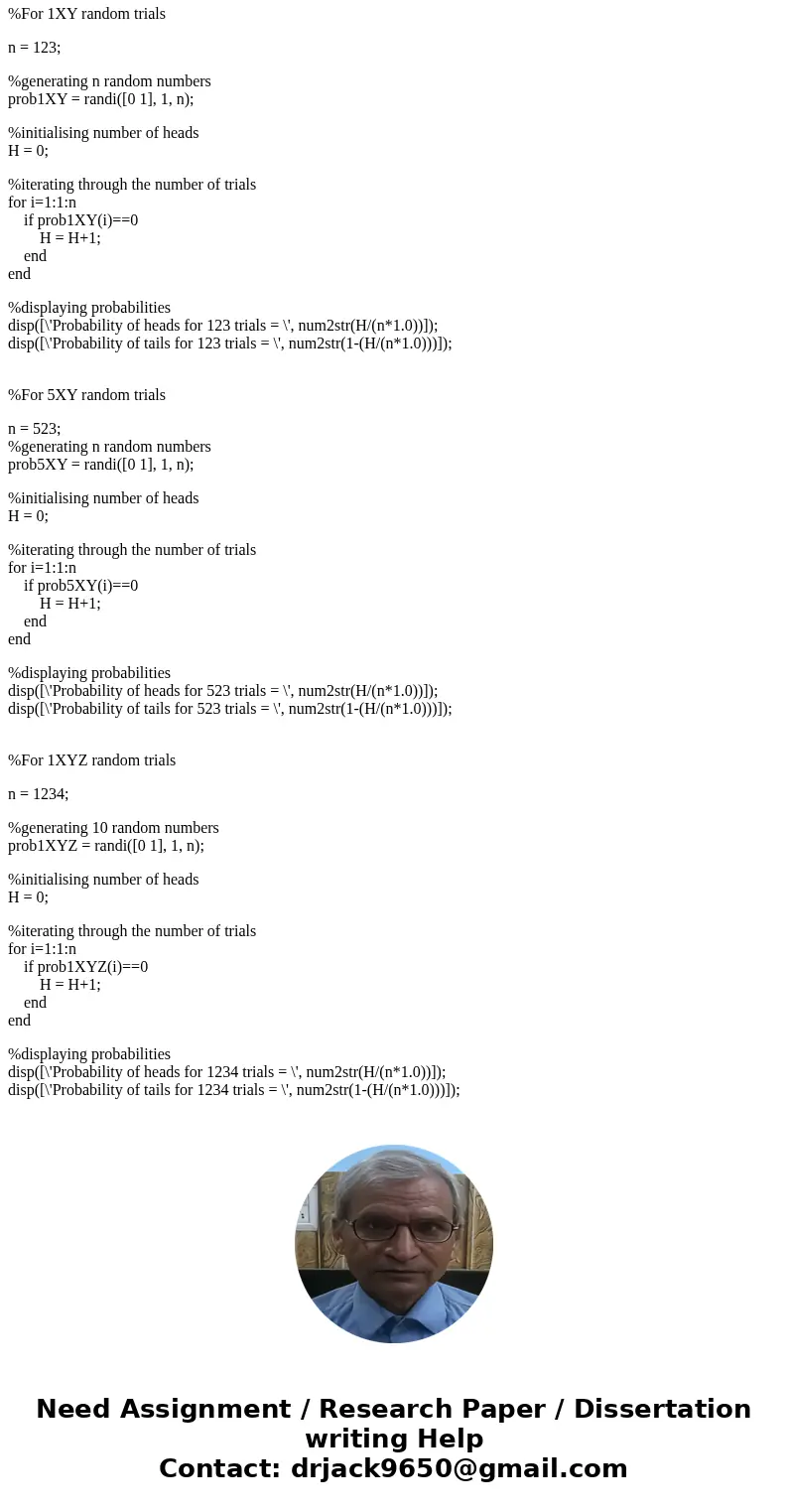  Write a Matlab code that will generate a random number, which can take only two possible values H (representing a heads outcome in a random coin toss) and T (r