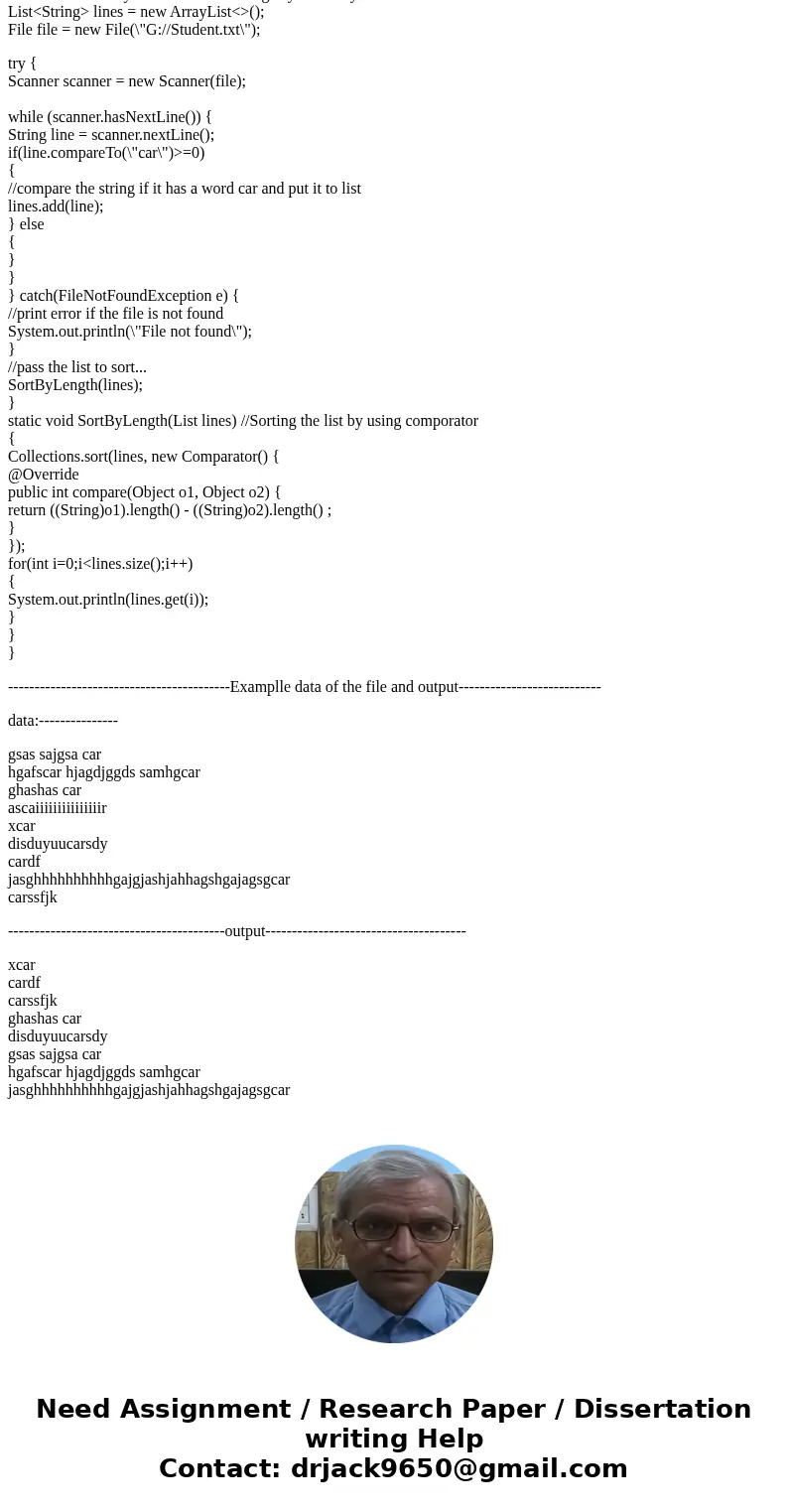Write an alias to search a file for a specific term (car) and sort the output by string length. (Include the shell code to produce the results). In your answers Write an alias to search a file for a specific term (car) and sort the output by string length. (Include the shell code to produce the results). In your answers