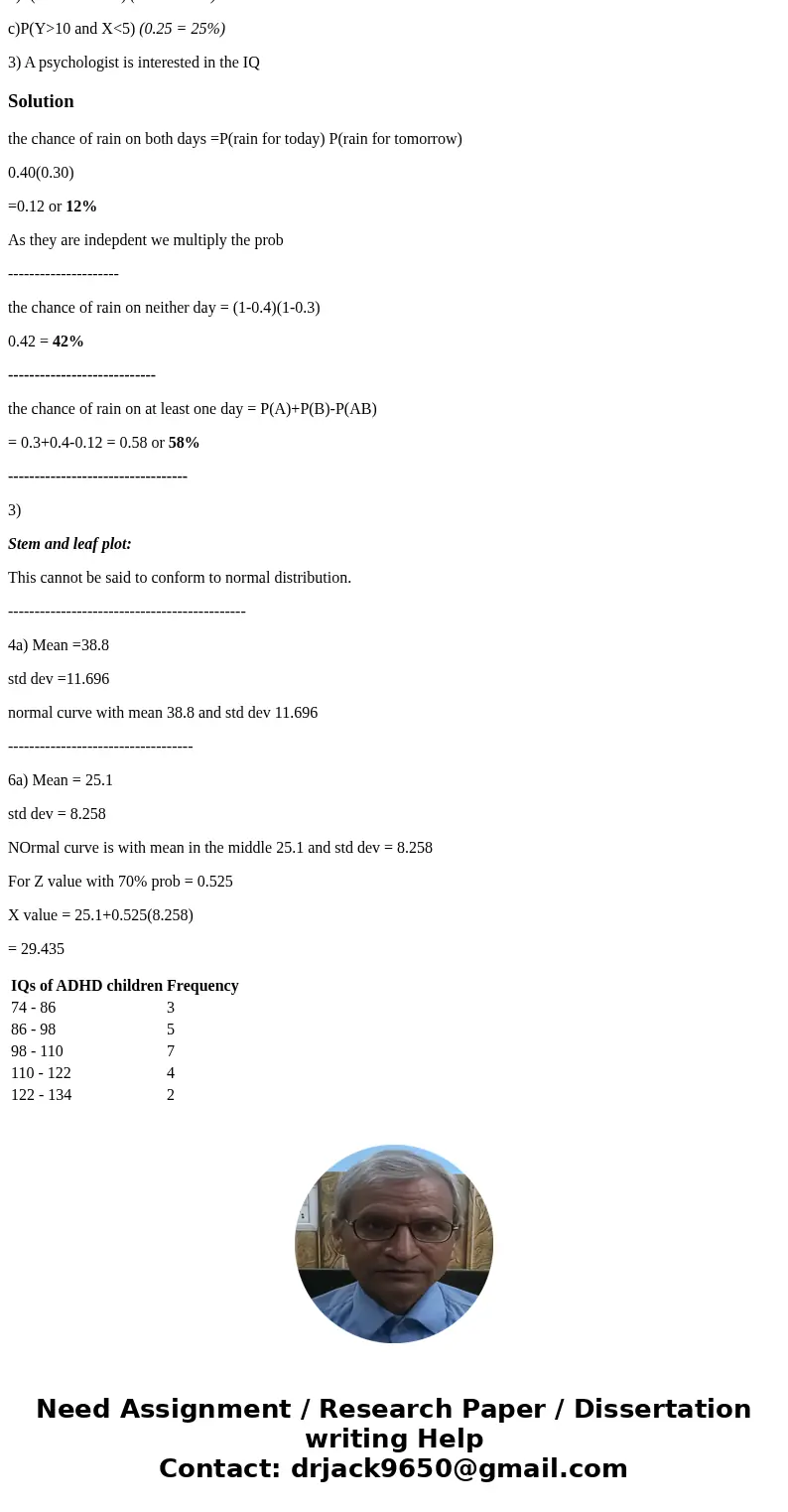 1) The weather forecast says there is a 40% chance (probability) of rain today and 30% chance of rain tomorrow. a)What is the chance of rain on both days? (12%) 1) The weather forecast says there is a 40% chance (probability) of rain today and 30% chance of rain tomorrow. a)What is the chance of rain on both days? (12%)