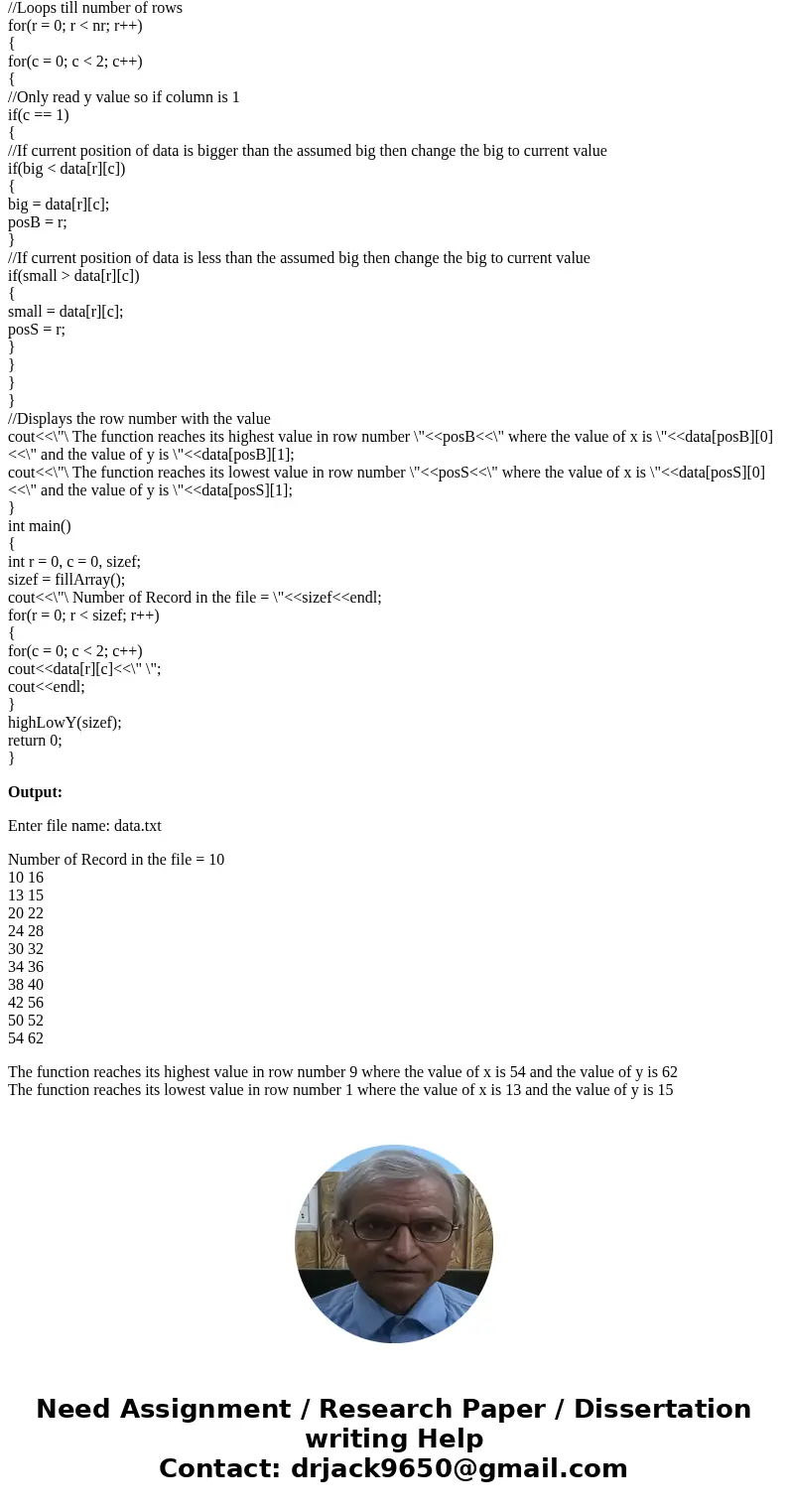 C++ program The program to be written must load a 2-dimensional array where the first column of the array represents the x-values of a function and the second c C++ program The program to be written must load a 2-dimensional array where the first column of the array represents the x-values of a function and the second c