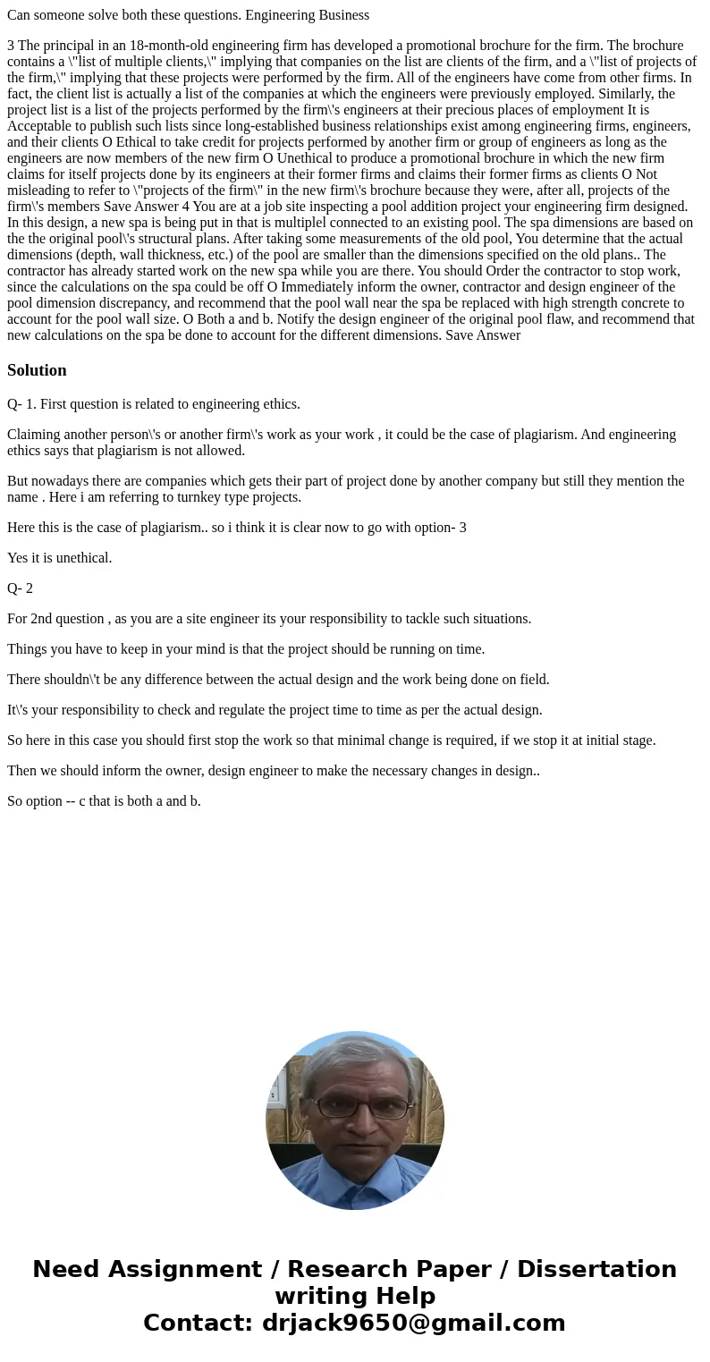 Can someone solve both these questions. Engineering Business 3 The principal in an 18-month-old engineering firm has developed a promotional brochure for the fi Can someone solve both these questions. Engineering Business 3 The principal in an 18-month-old engineering firm has developed a promotional brochure for the fi