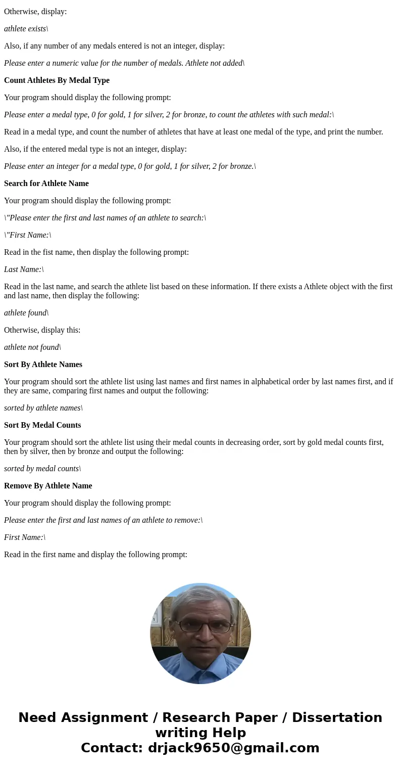 Class Diagram: Athlete The Athlete class implements the \ Class Diagram: Athlete The Athlete class implements the \