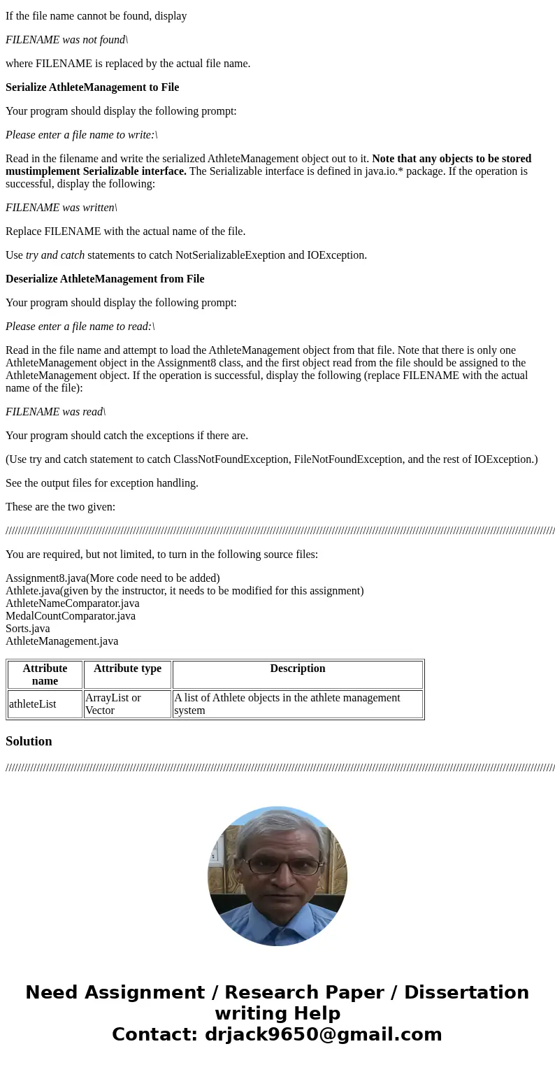 Class Diagram: Athlete The Athlete class implements the \ Class Diagram: Athlete The Athlete class implements the \