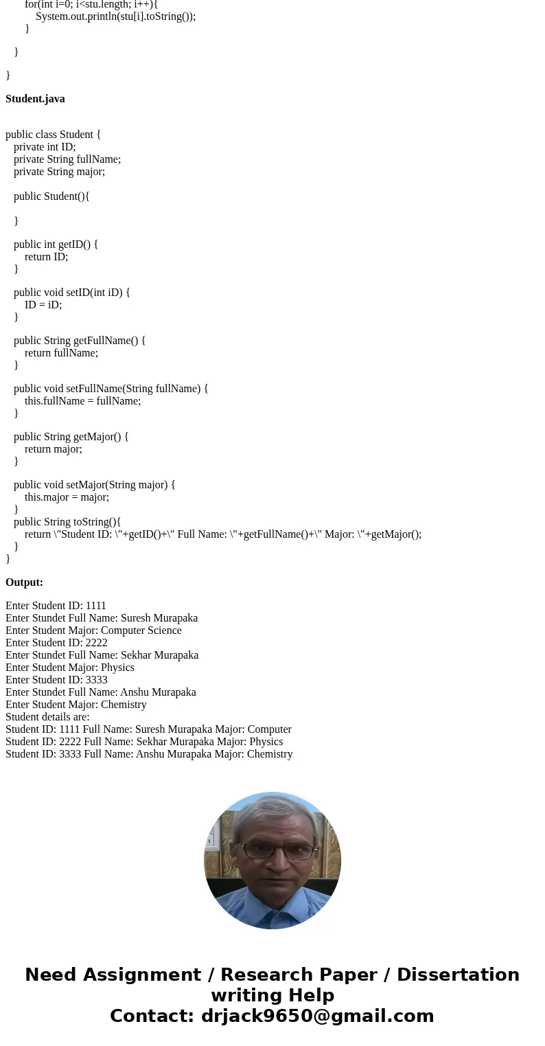 Define a Java class named “Student” in a package named “STUDENT”. This class has three attributes: Student ID (an integer of 10 digits) Full name (first last -  Define a Java class named “Student” in a package named “STUDENT”. This class has three attributes: Student ID (an integer of 10 digits) Full name (first last -