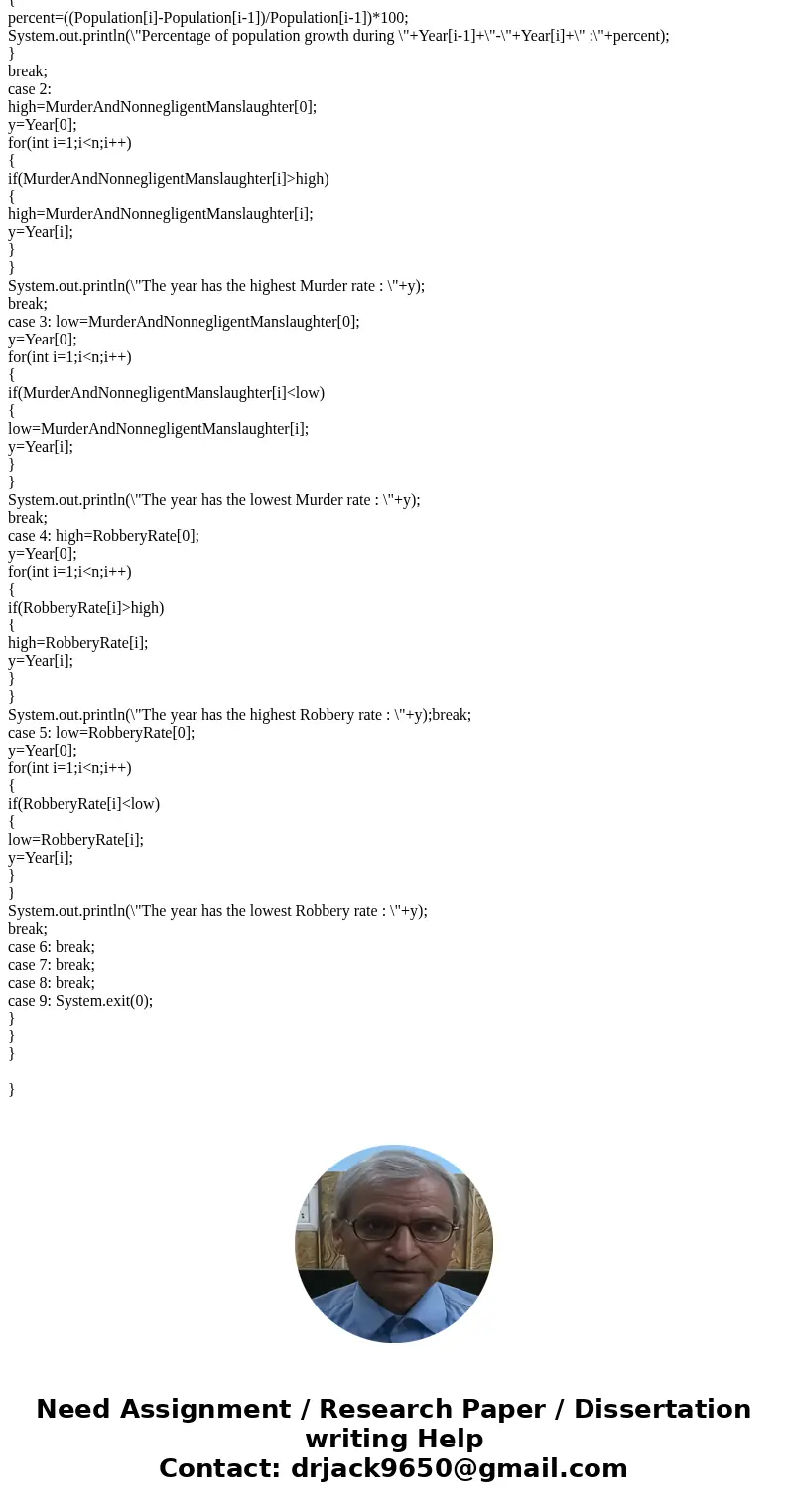 Design a Java application that will read a file containing data related to the US. Crime statistics from 1994-2013. The description of the file is shown below.  Design a Java application that will read a file containing data related to the US. Crime statistics from 1994-2013. The description of the file is shown below.