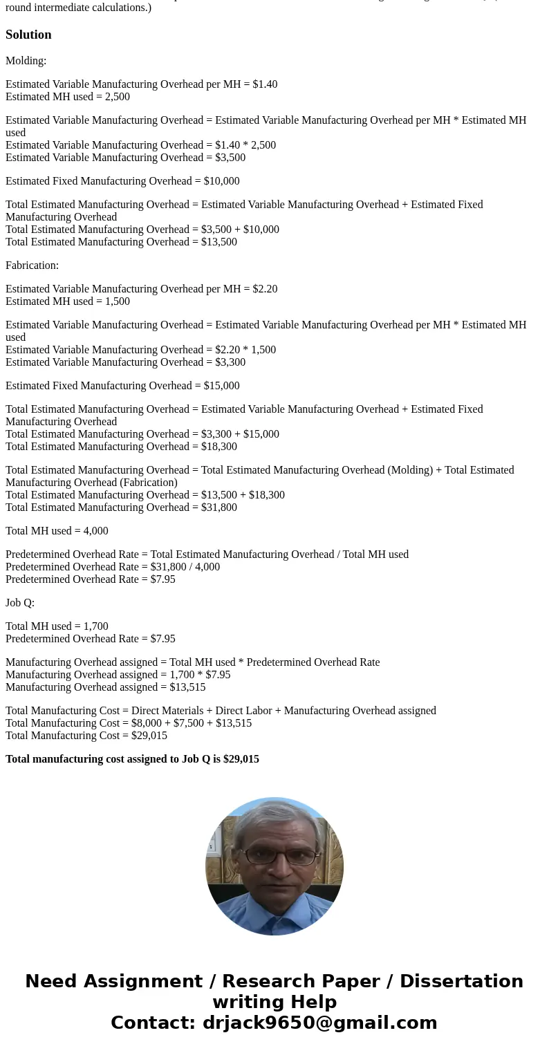 Estimated total machine-hours used Estimated total fixed overhead Estimated variable manufacturing overhead per machine-hour 2, 500 manufacturing overhead$10,0  Estimated total machine-hours used Estimated total fixed overhead Estimated variable manufacturing overhead per machine-hour 2, 500 manufacturing overhead$10,0